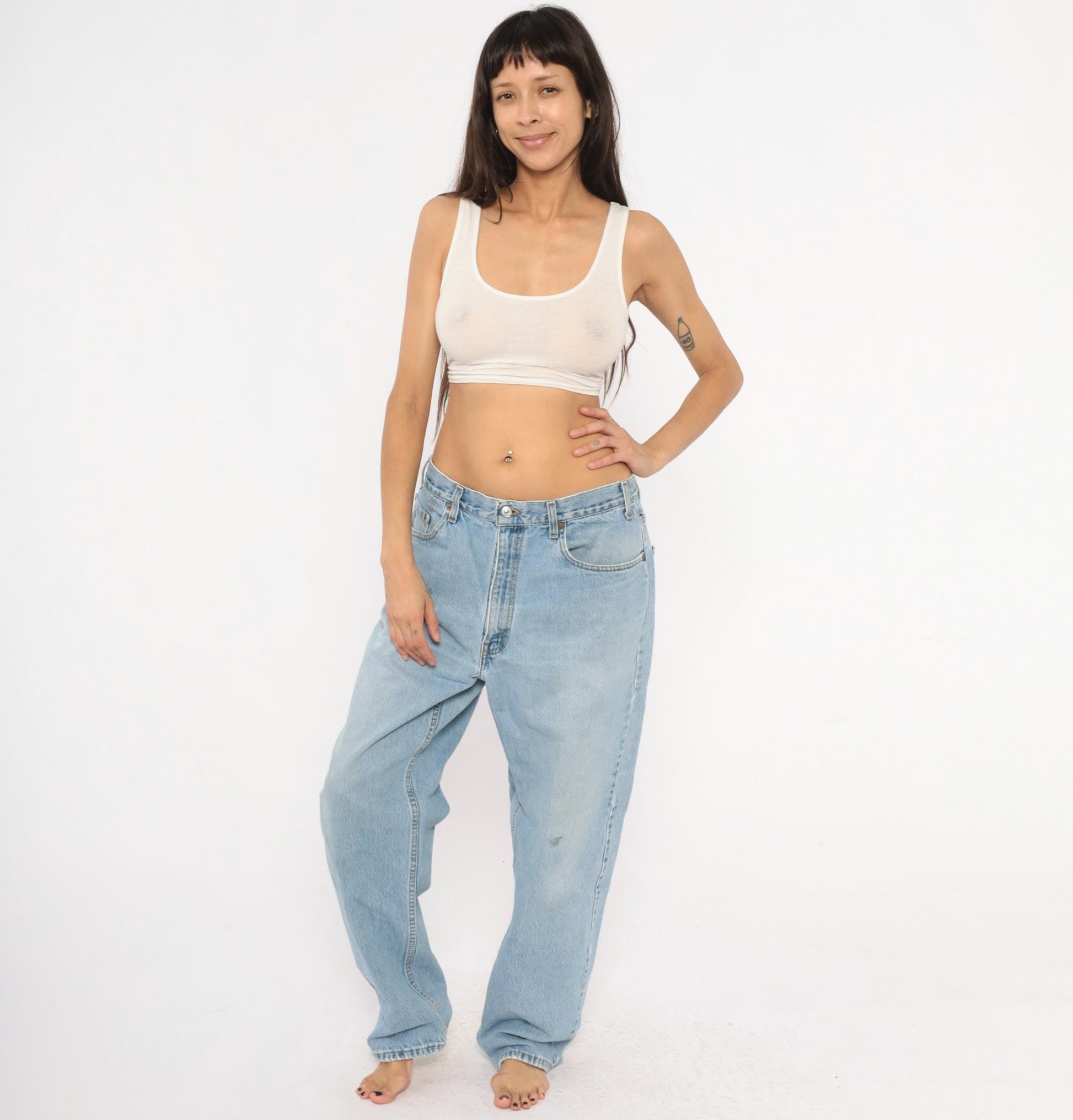 Levi's 550 Light Stonewash Denim Jeans 90s Relaxed Straight Leg High Waist 38x32