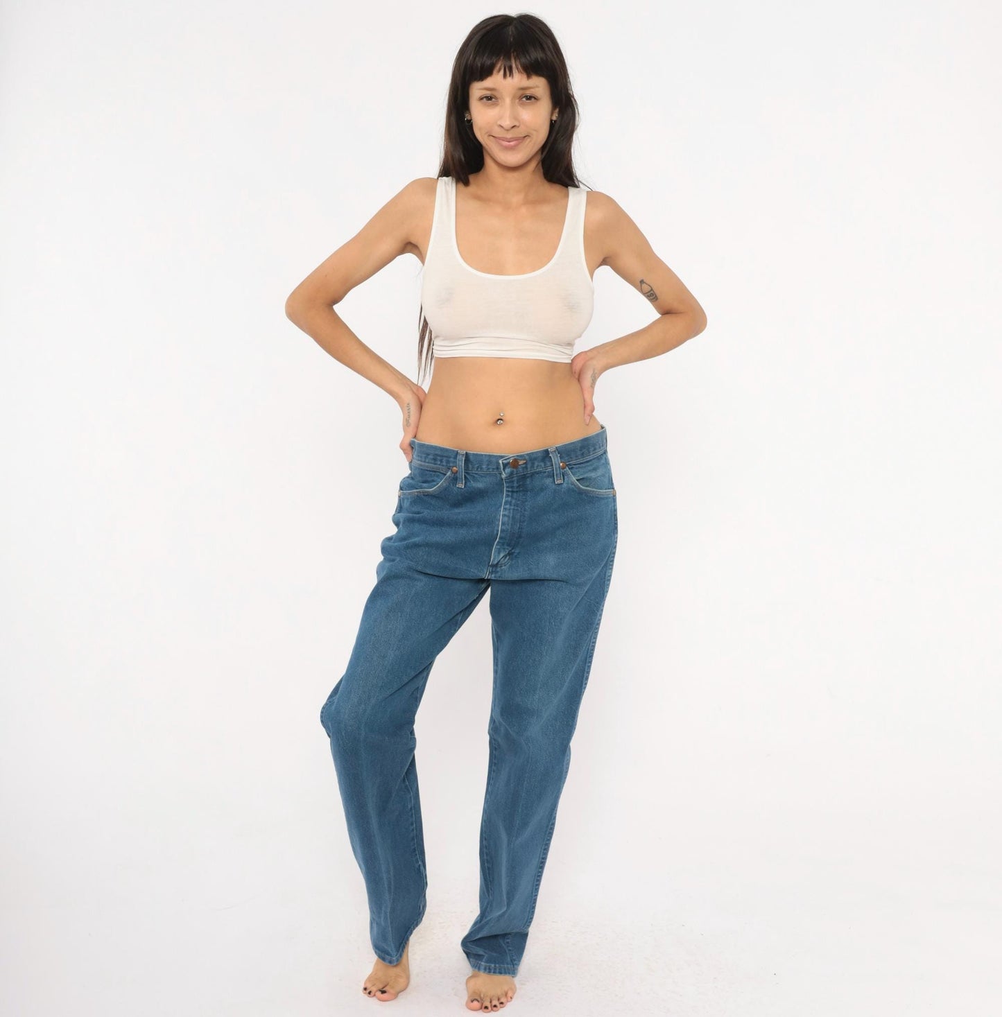 90s Wrangler Jeans Blue Denim Straight Leg High Rise Cotton 34x33