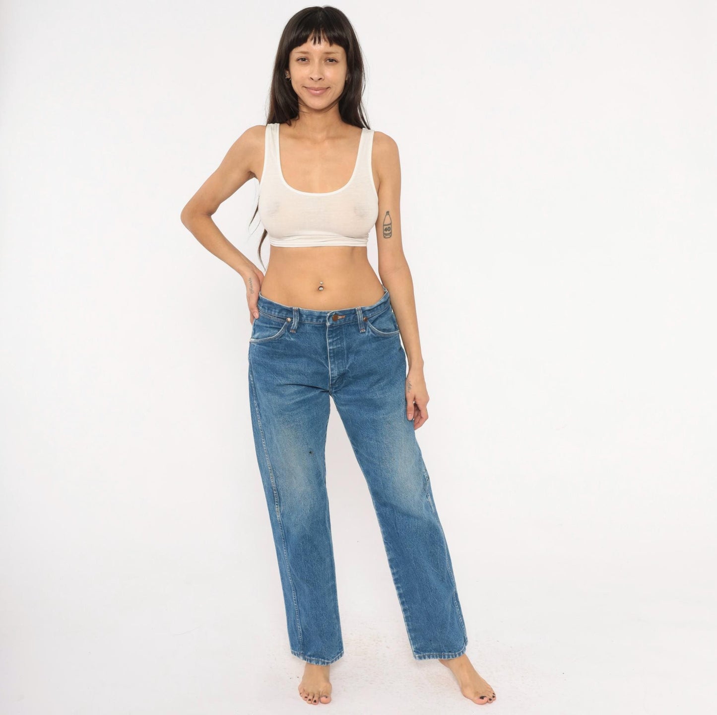 90s Wrangler Jeans Medium Wash Straight Leg Cotton Western Blue Medium M