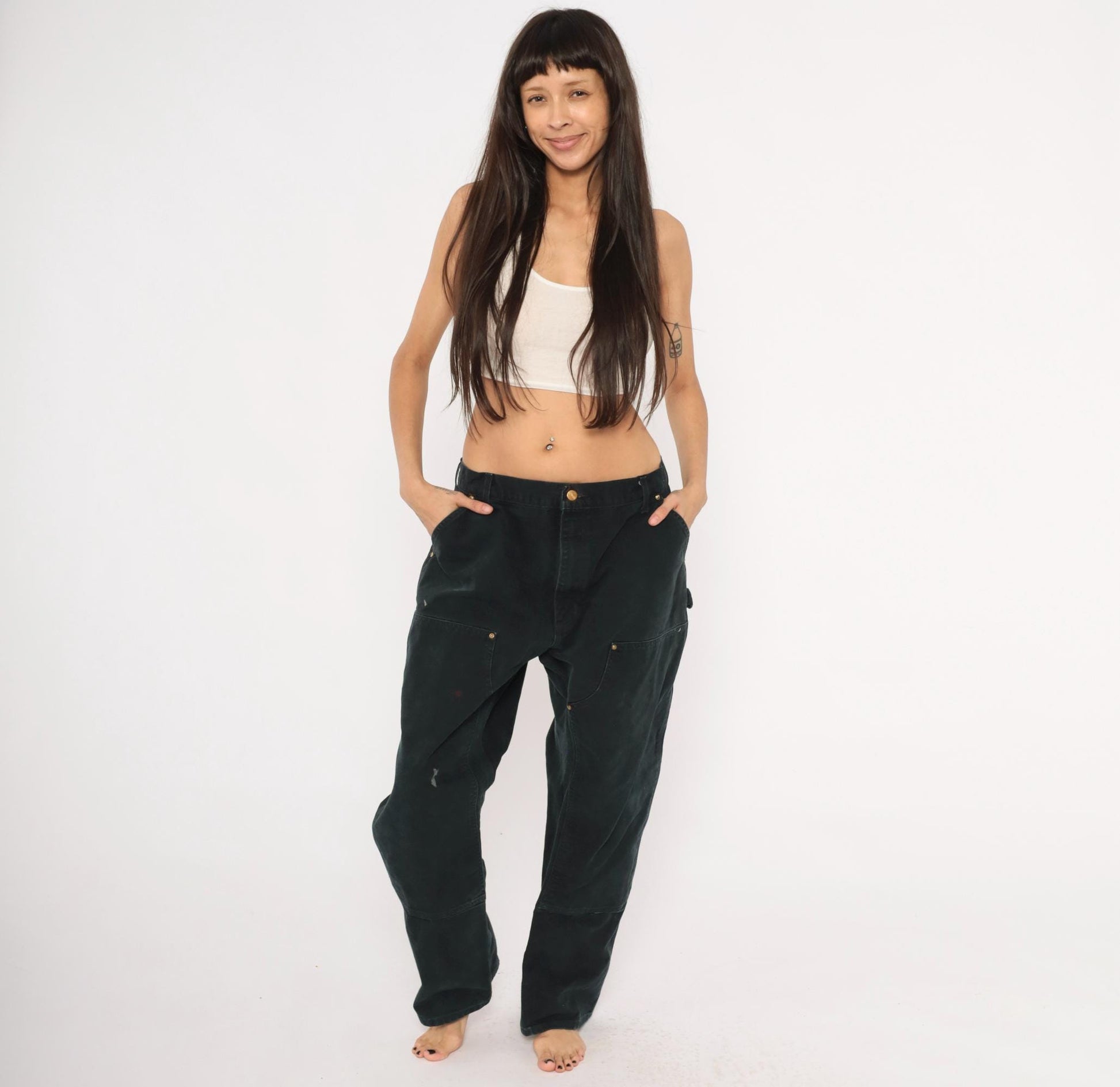 Carhartt Double Knee Canvas Carpenter Pants Black 38x29