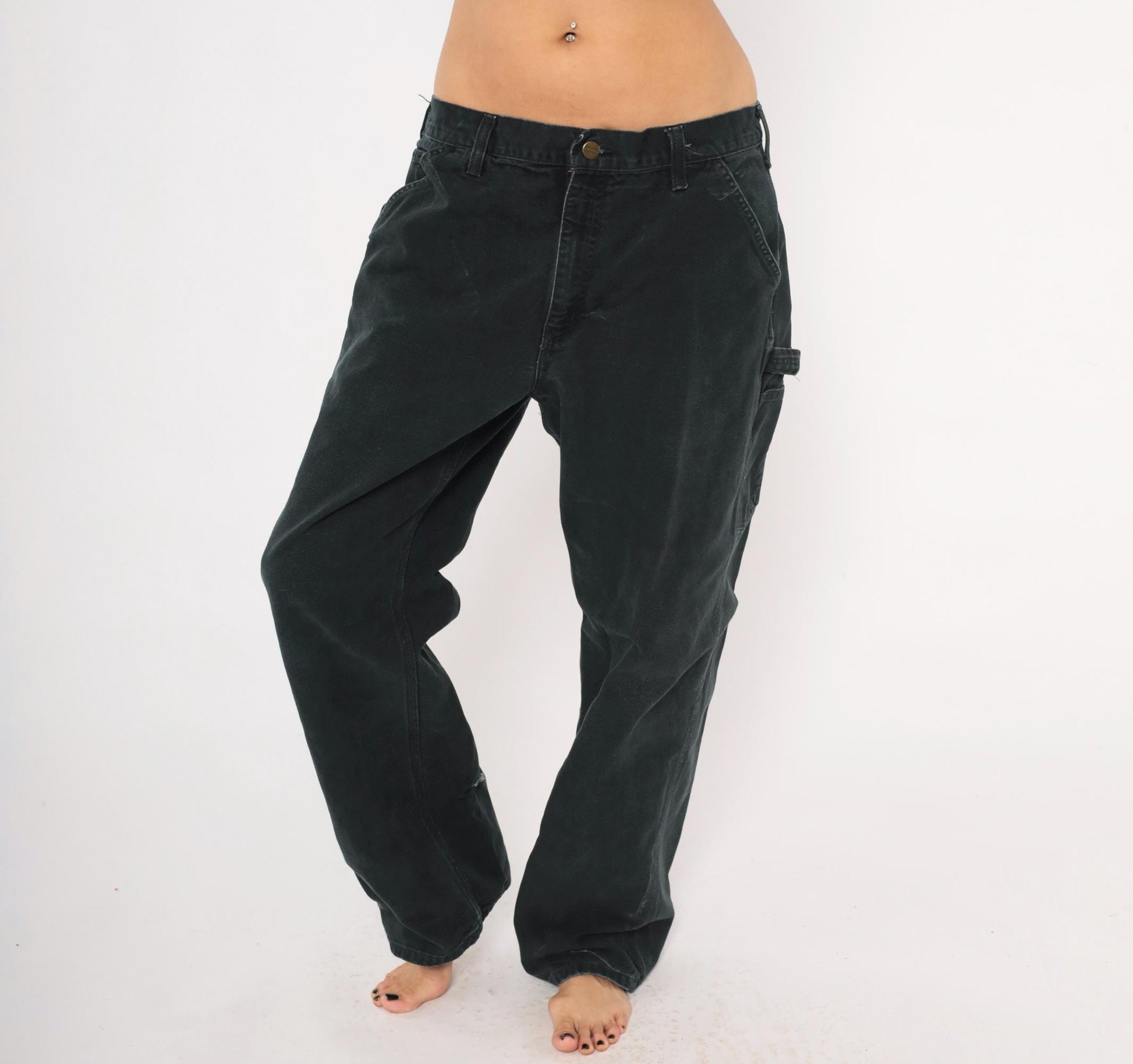 90s Carhartt Black Canvas Carpenter Pants Relaxed Straight Leg Large L