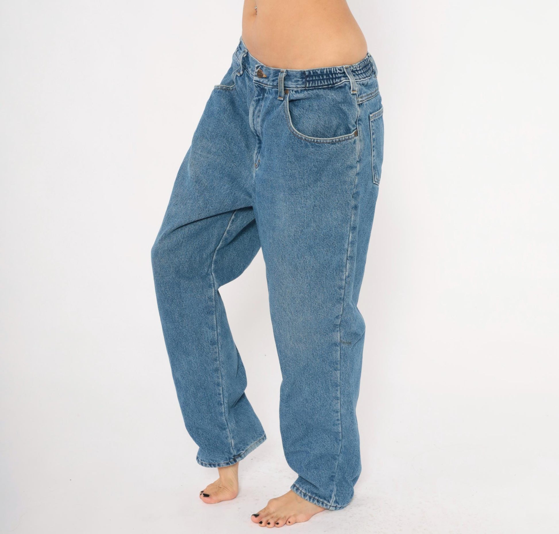 90s L.L.Bean Stonewash Denim Jeans Straight Leg Relaxed Fit Blue 36x29