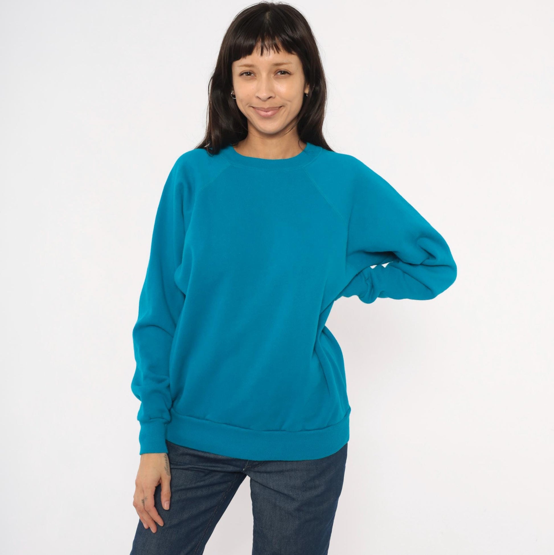 80s Pannil Teal Raglan Sweatshirt Crewneck Pullover Extra Large XL