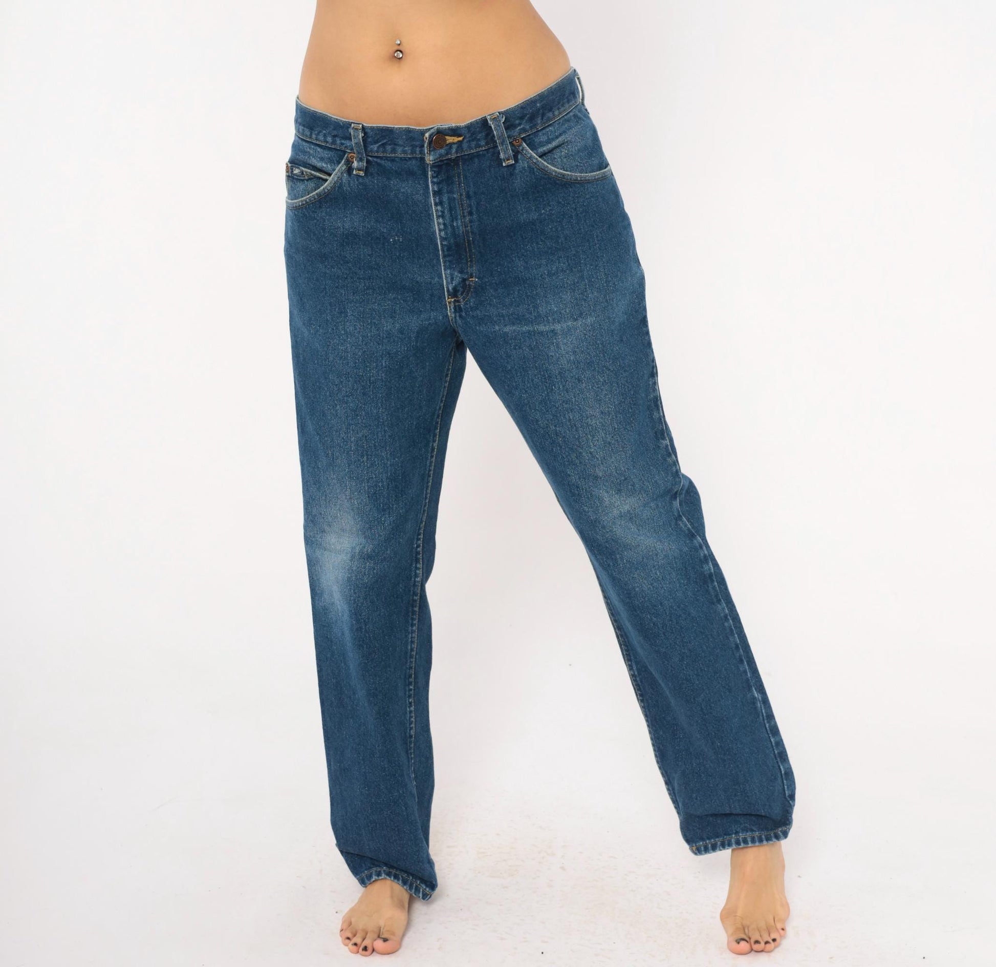 90s Lee Straight Leg Jeans Medium Wash Denim Cotton Large L