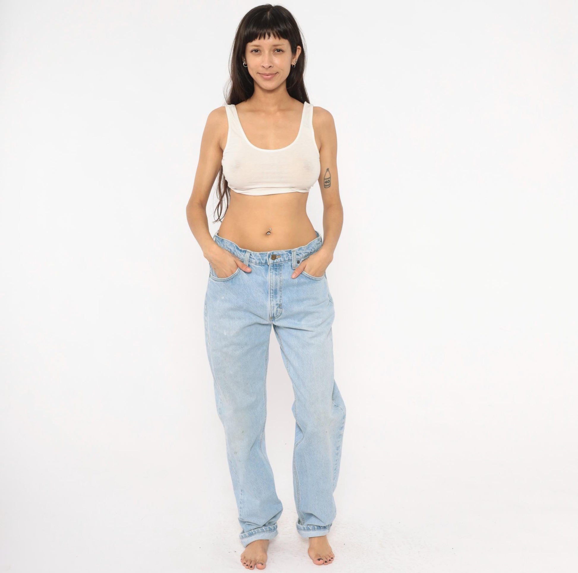 Y2K Carhartt Light Wash Straight Leg Jeans Cotton Denim 34x36