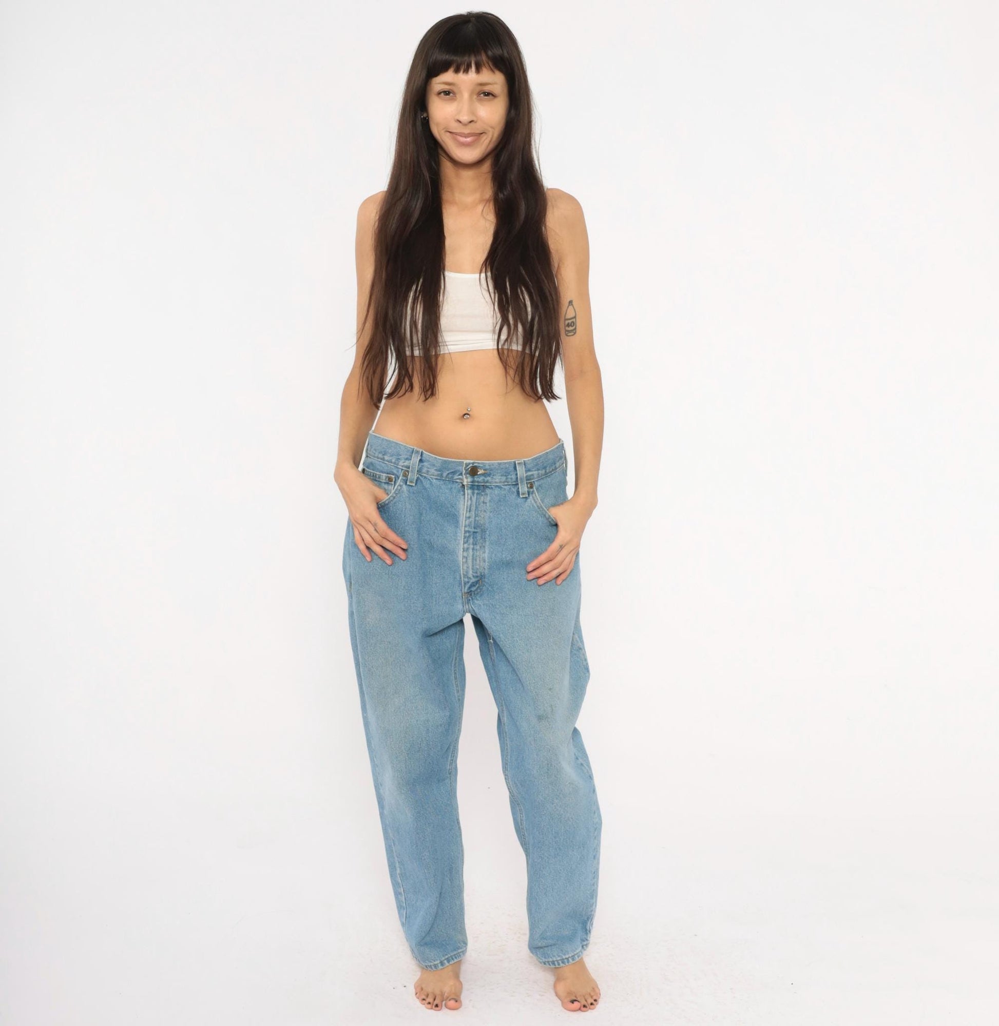 Carhartt Light Wash Denim Jeans 2000s Relaxed Straight Leg Cotton Workwear Extra Large XL