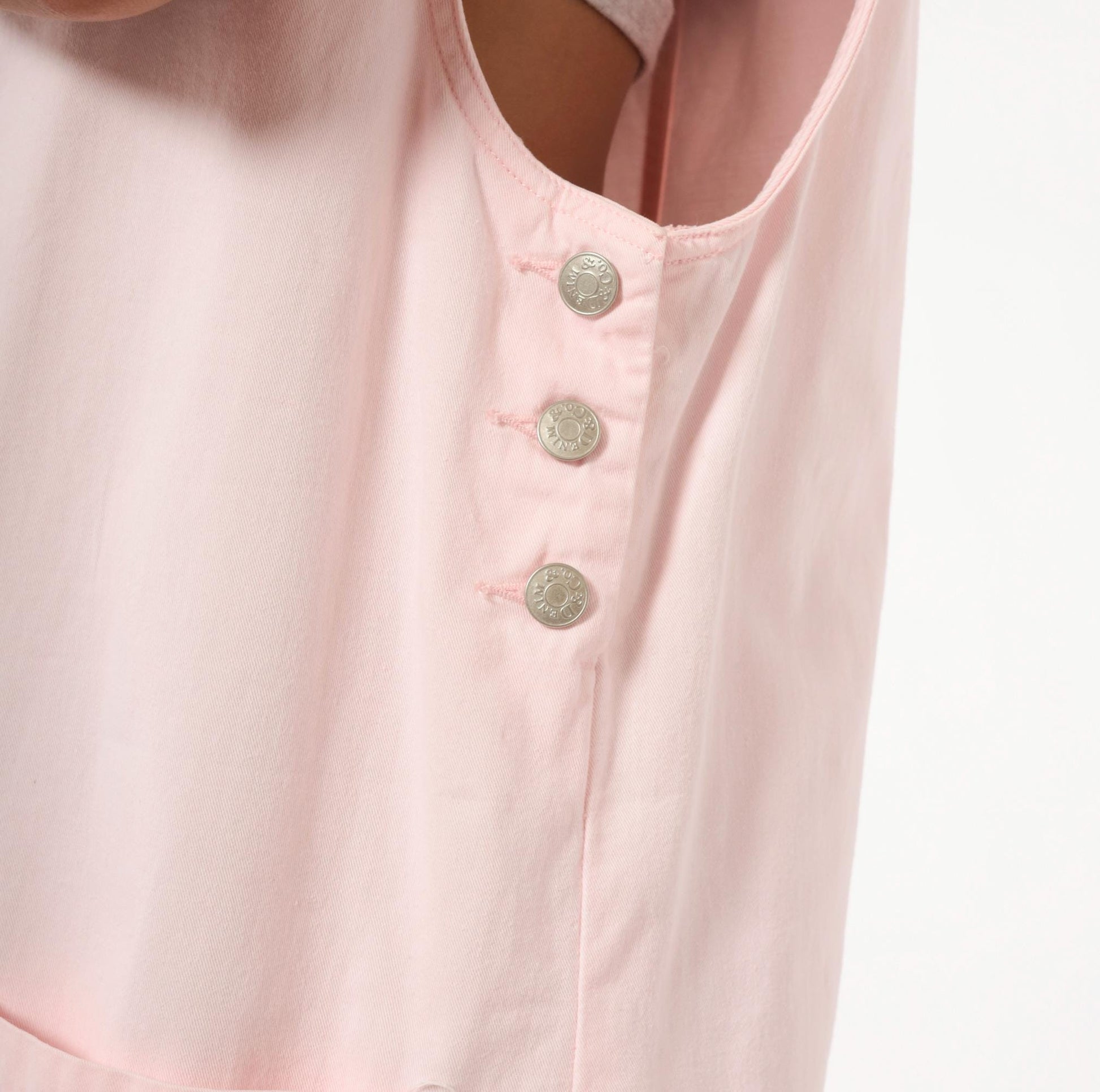 90s Denim and Co Blush Pink Cotton Pinafore Dress Knee Length Medium M