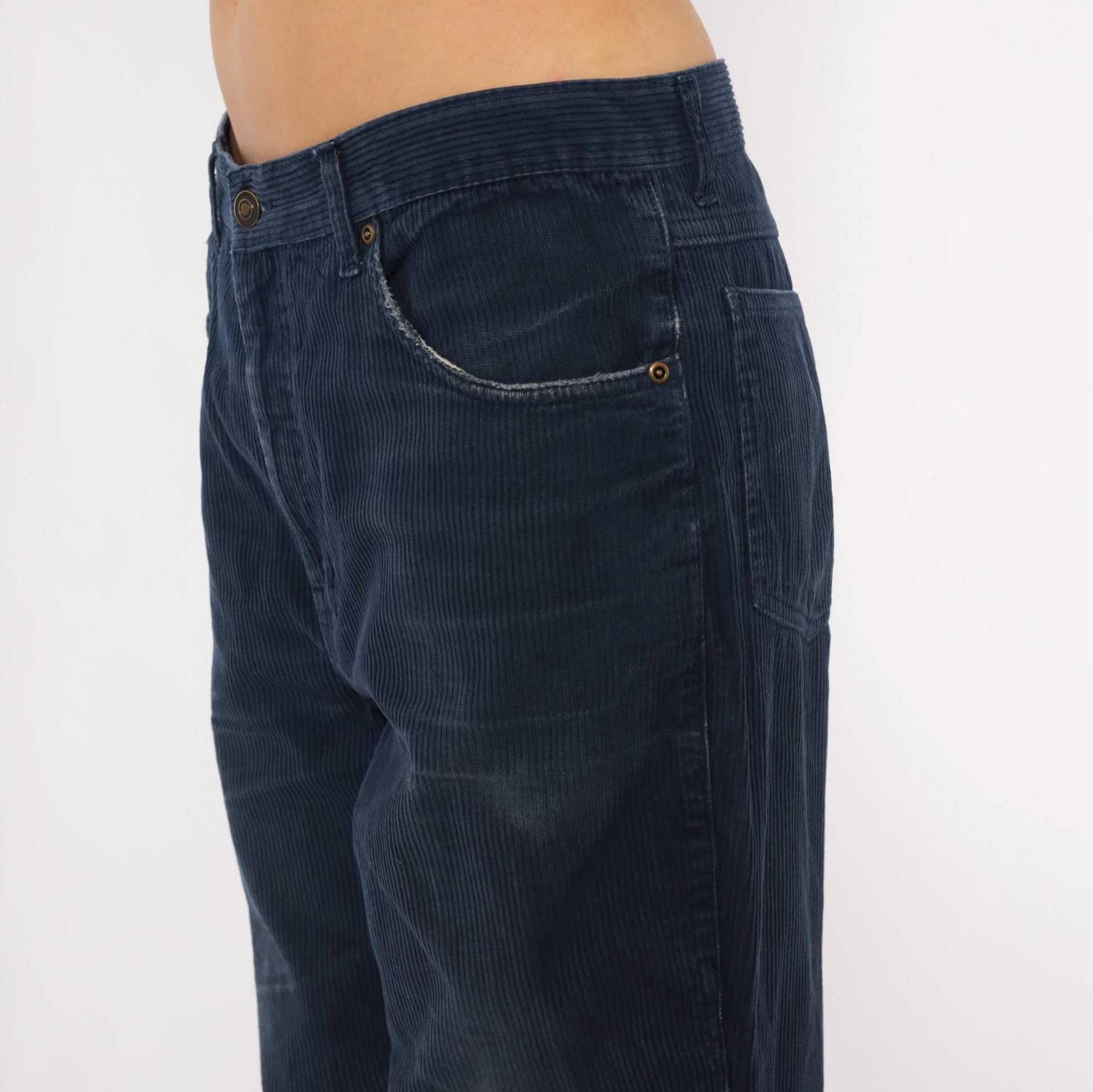90s BCC Blues Navy Corduroy Pants Straight Leg Five Pocket 34/30