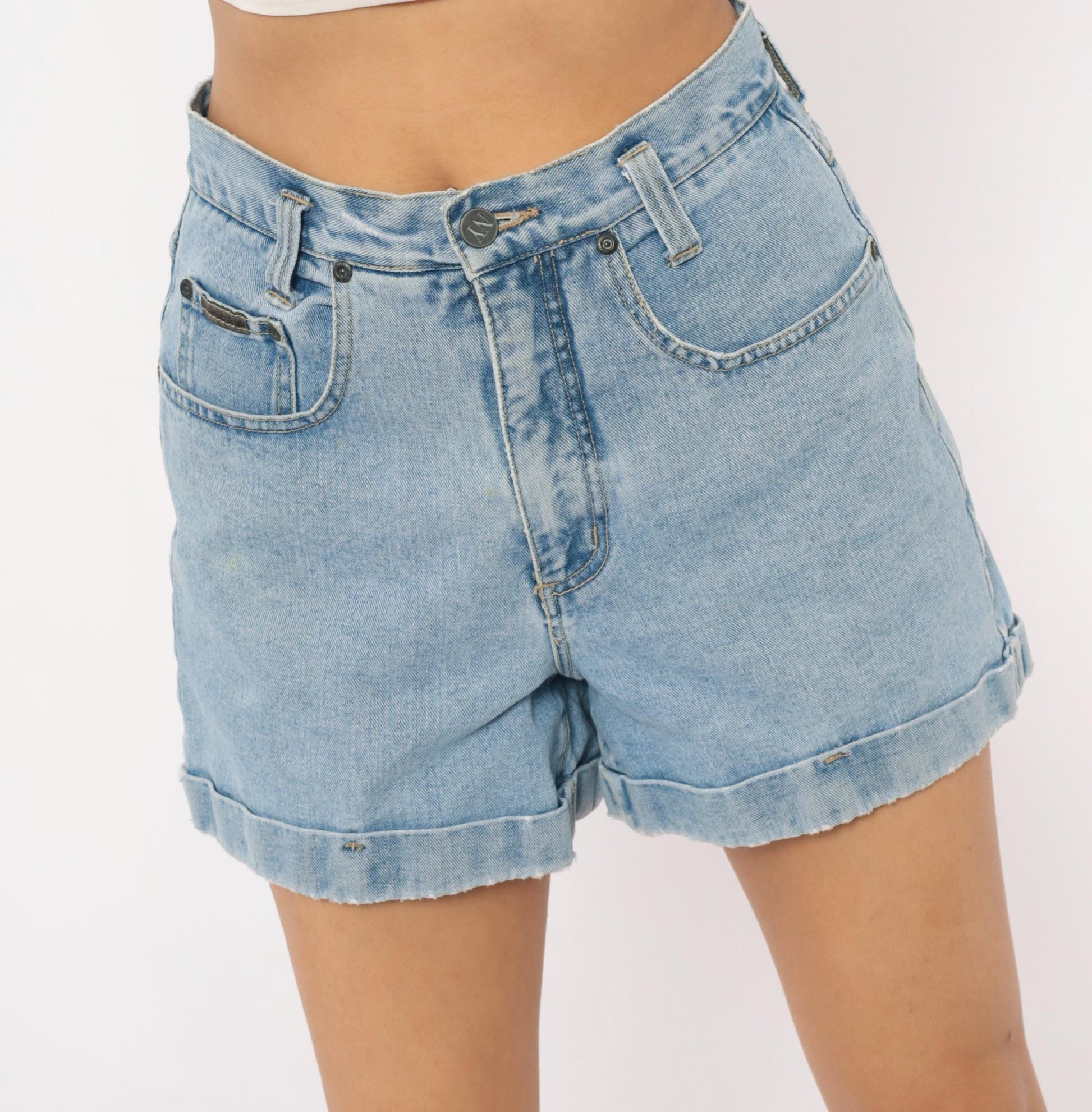 90s NY Jeans Light Wash Denim Shorts High Rise Cuffed Medium M