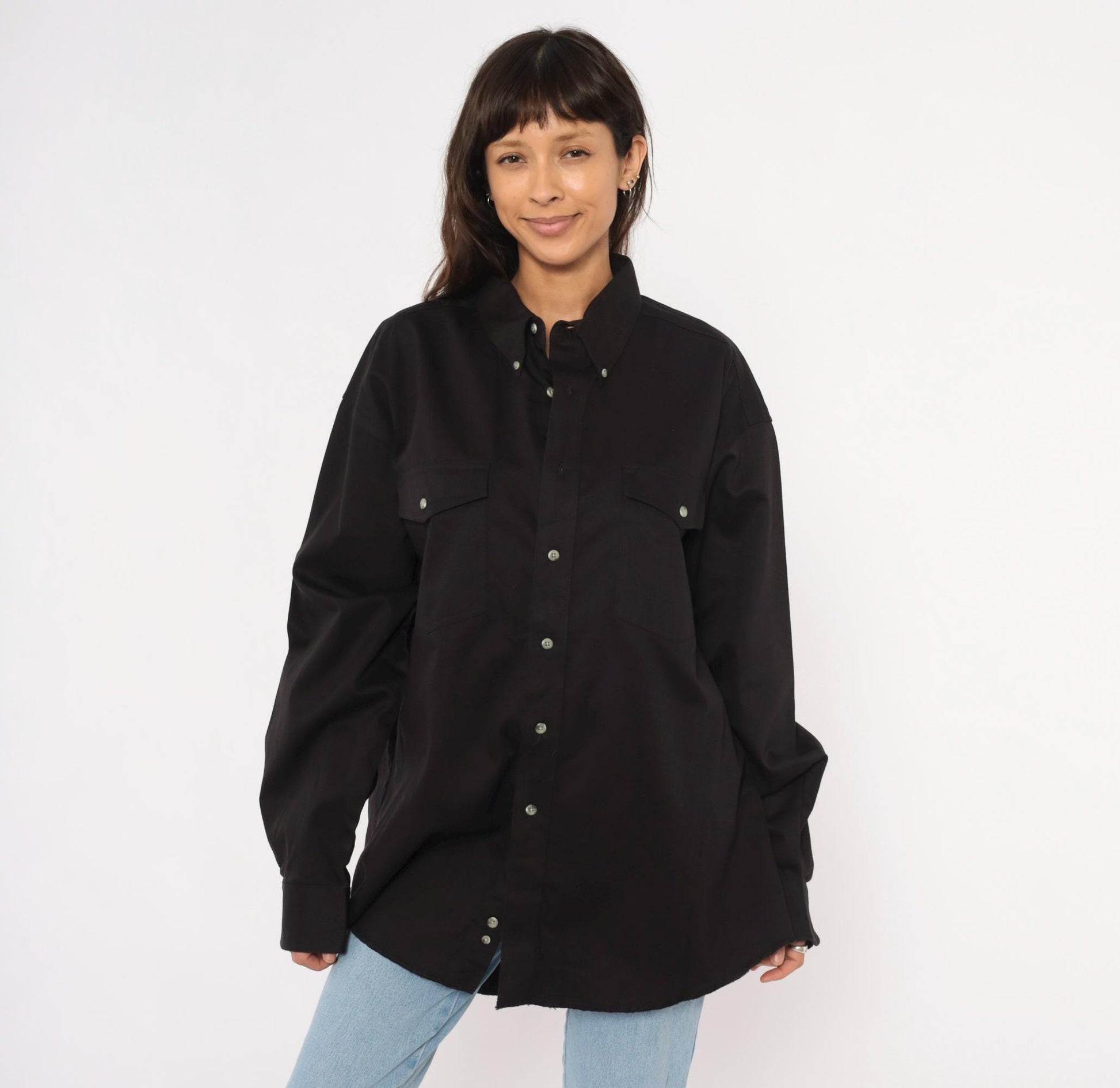 2000s Wrangler Black Western Shirt Cotton Snap Button XXL