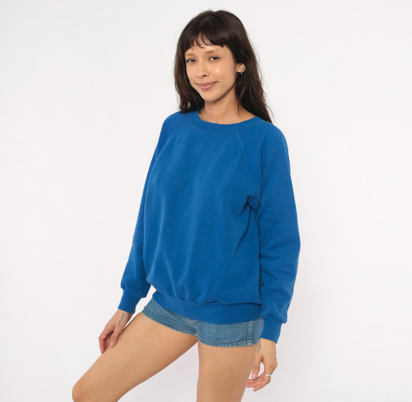 80s Pannill Cobalt Raglan Sweatshirt Crewneck Pullover Blue Large L