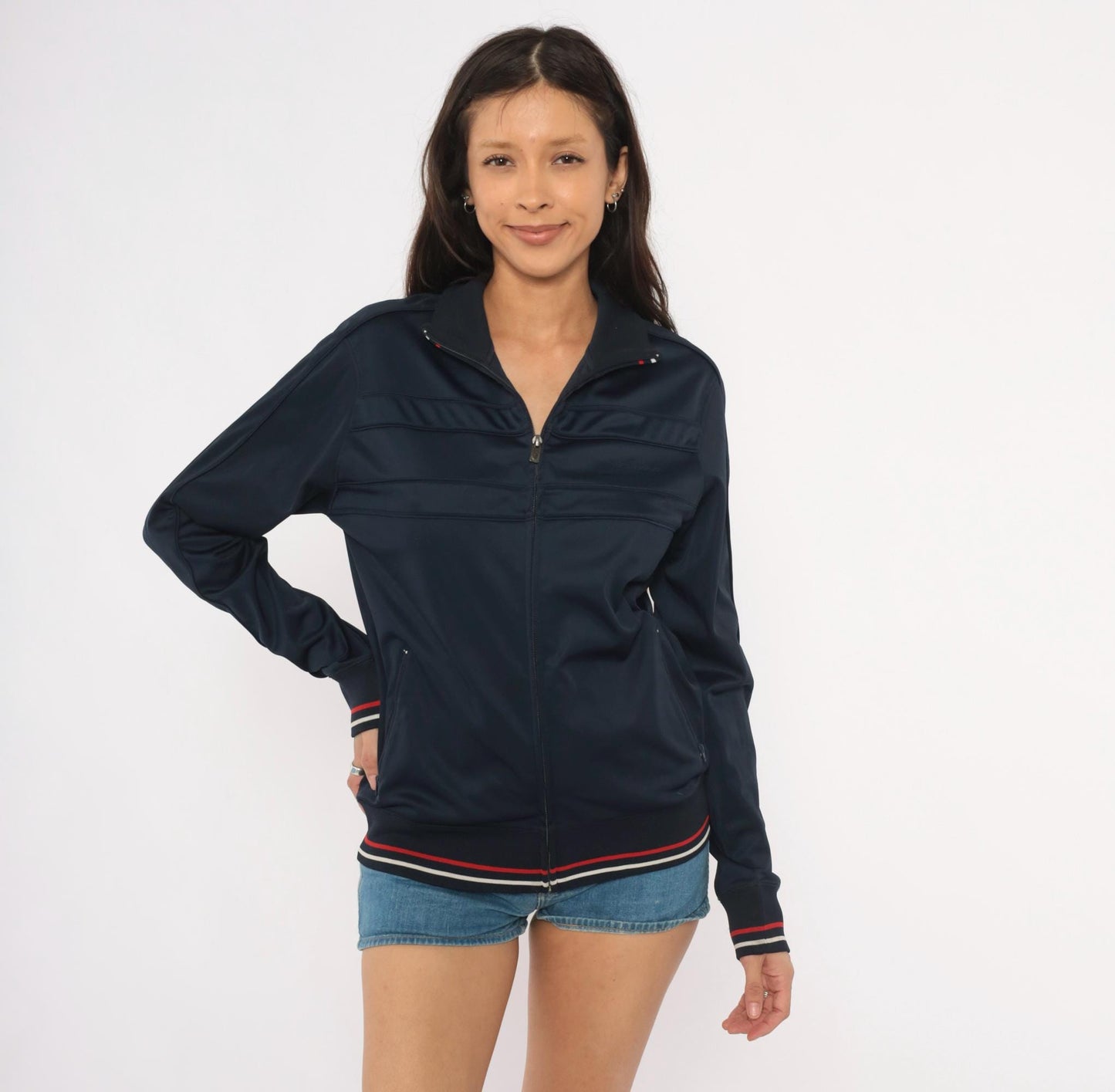 Ben Sherman Navy Track Jacket Y2K Striped Zip Windbreaker Small