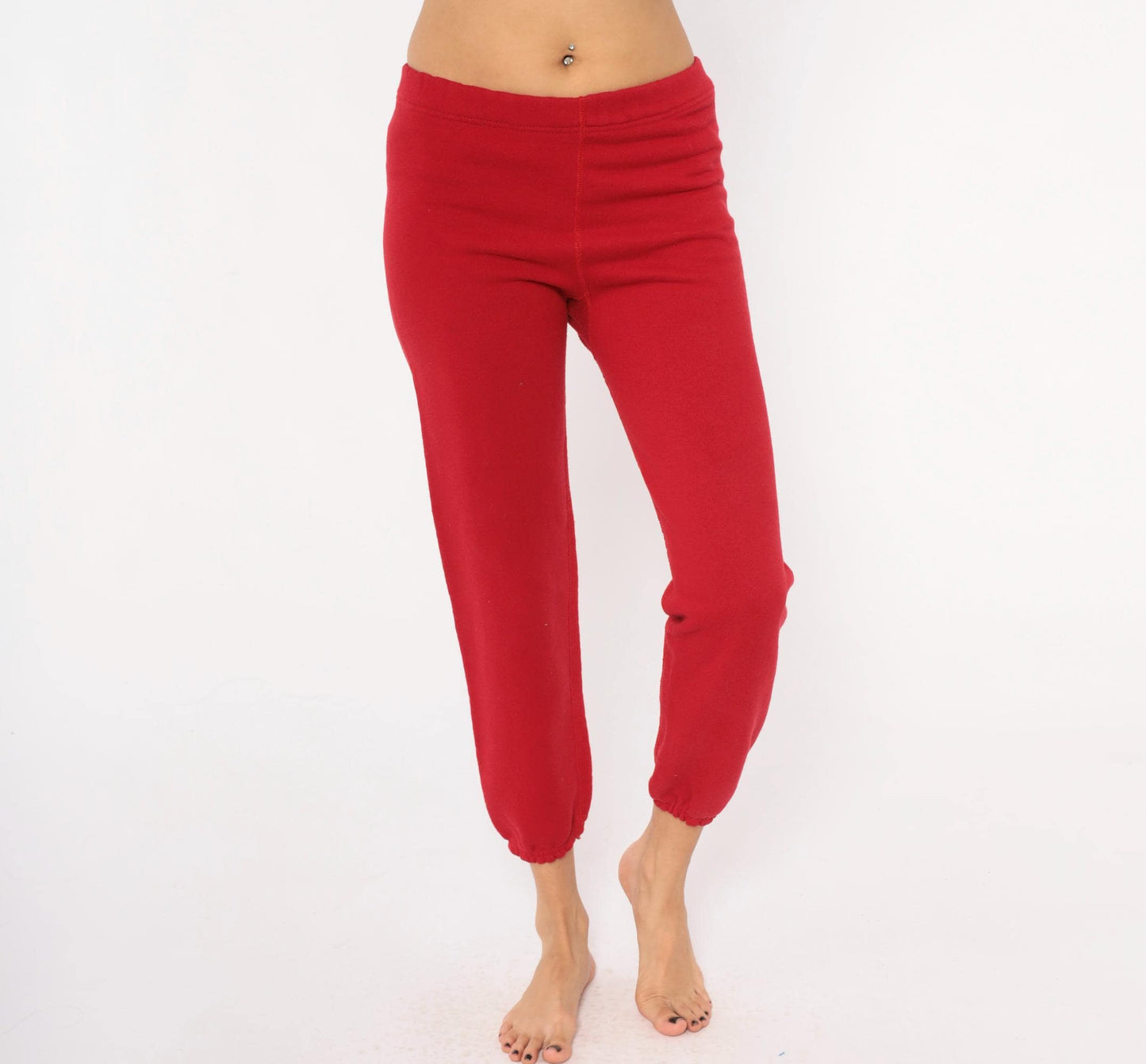 80s Heavyweight Sweats Discus Athletic Red Joggers Tapered Crimson Medium