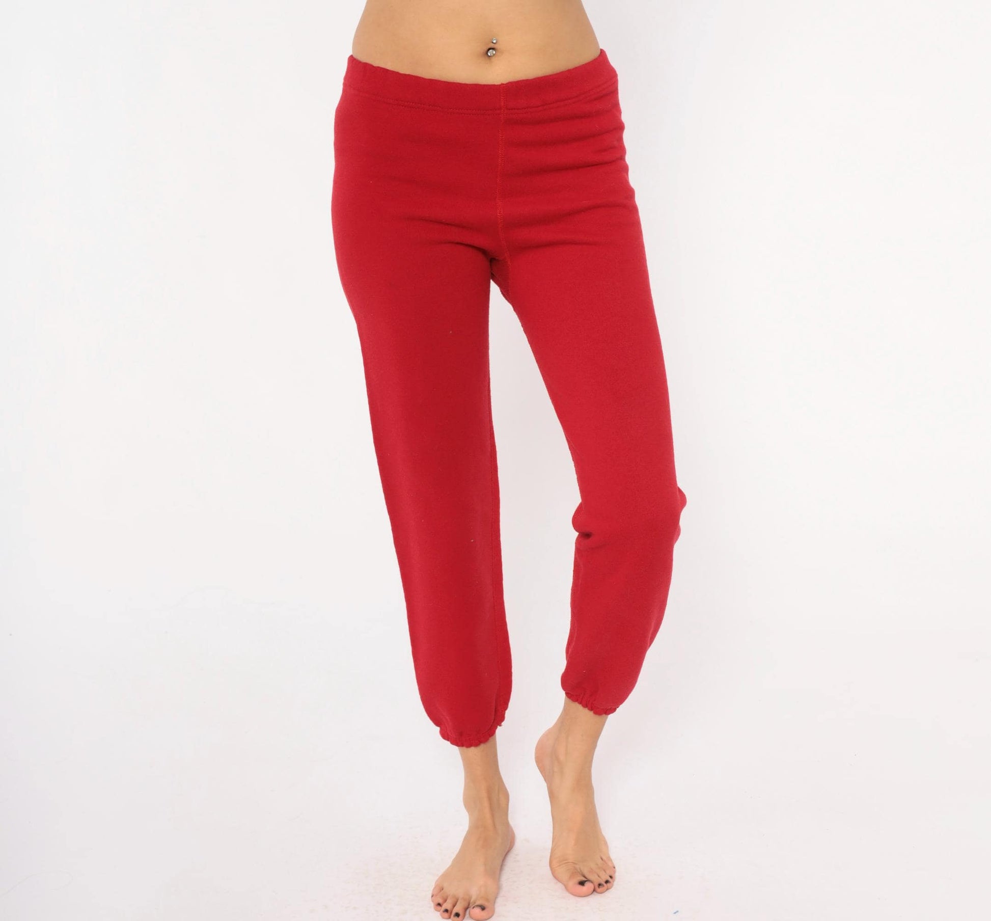 80s Heavyweight Sweats Discus Athletic Red Joggers Tapered Crimson Medium