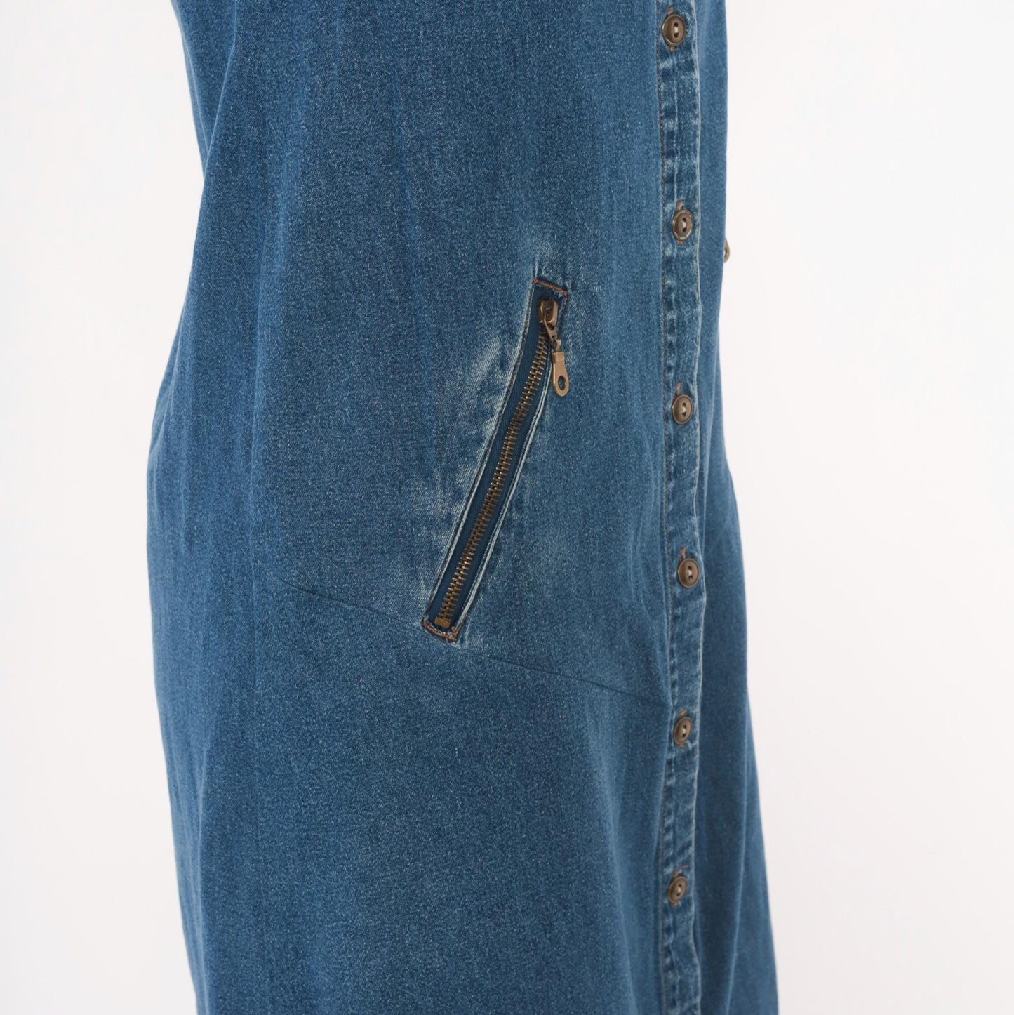 90s Original Ty2 Denim Jumper Dress Midi Button Front Cotton Navy Extra Small