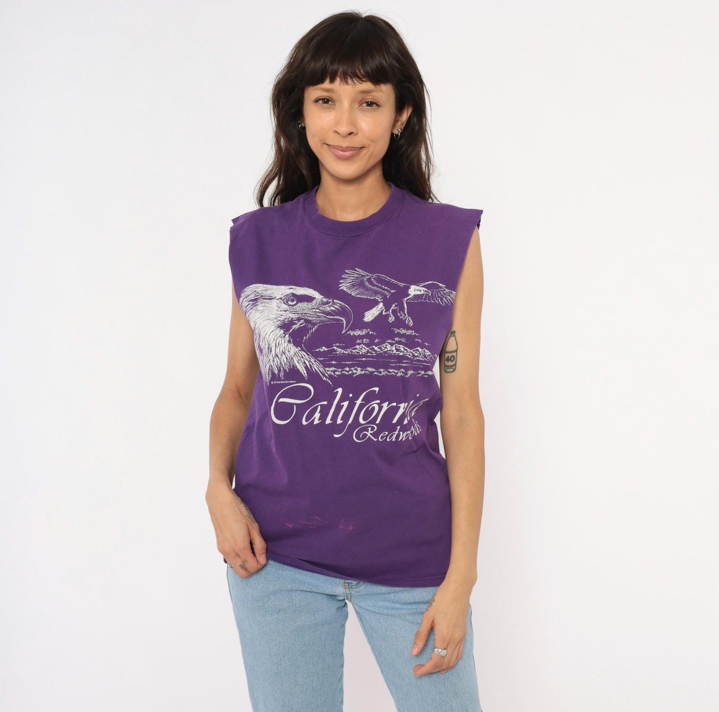90s Jerzees Purple Eagle California Redwoods Muscle Tank Medium M
