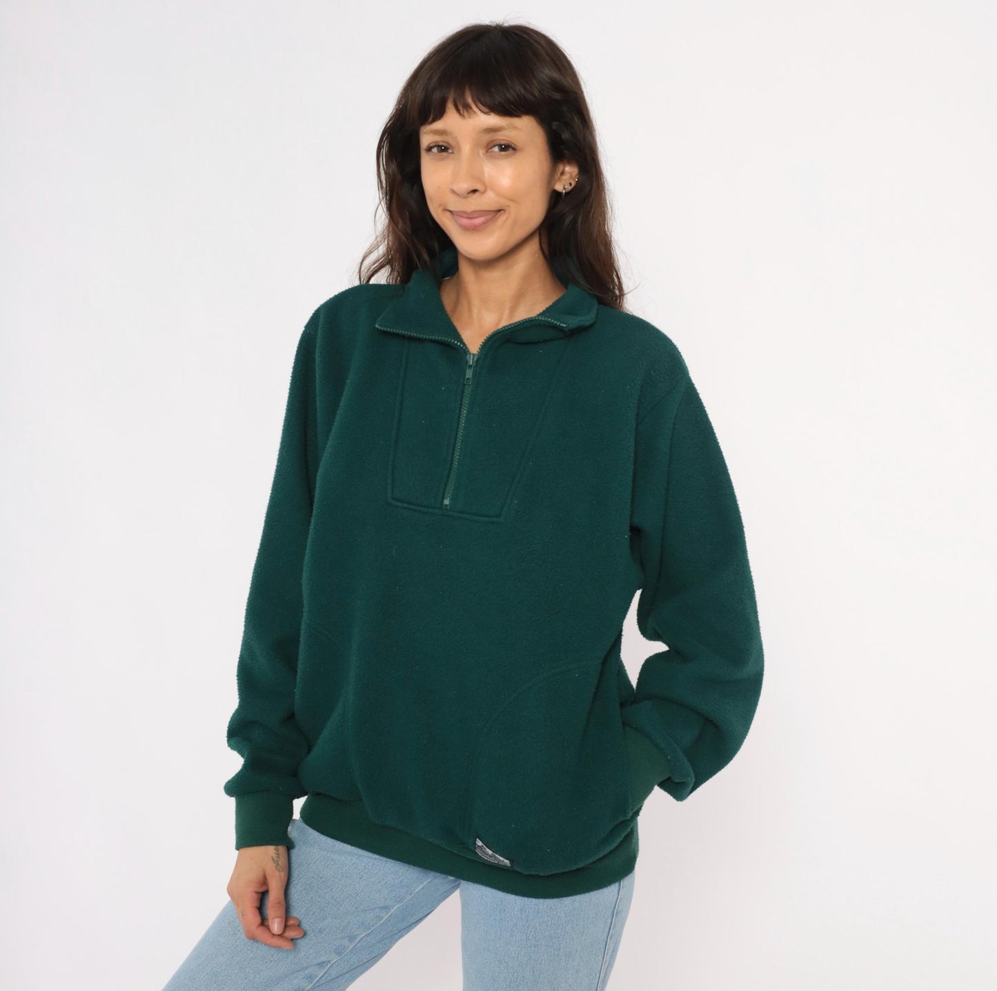 90s Mountain Gear Forest Green Quarter Zip Fleece Pullover Mens Medium