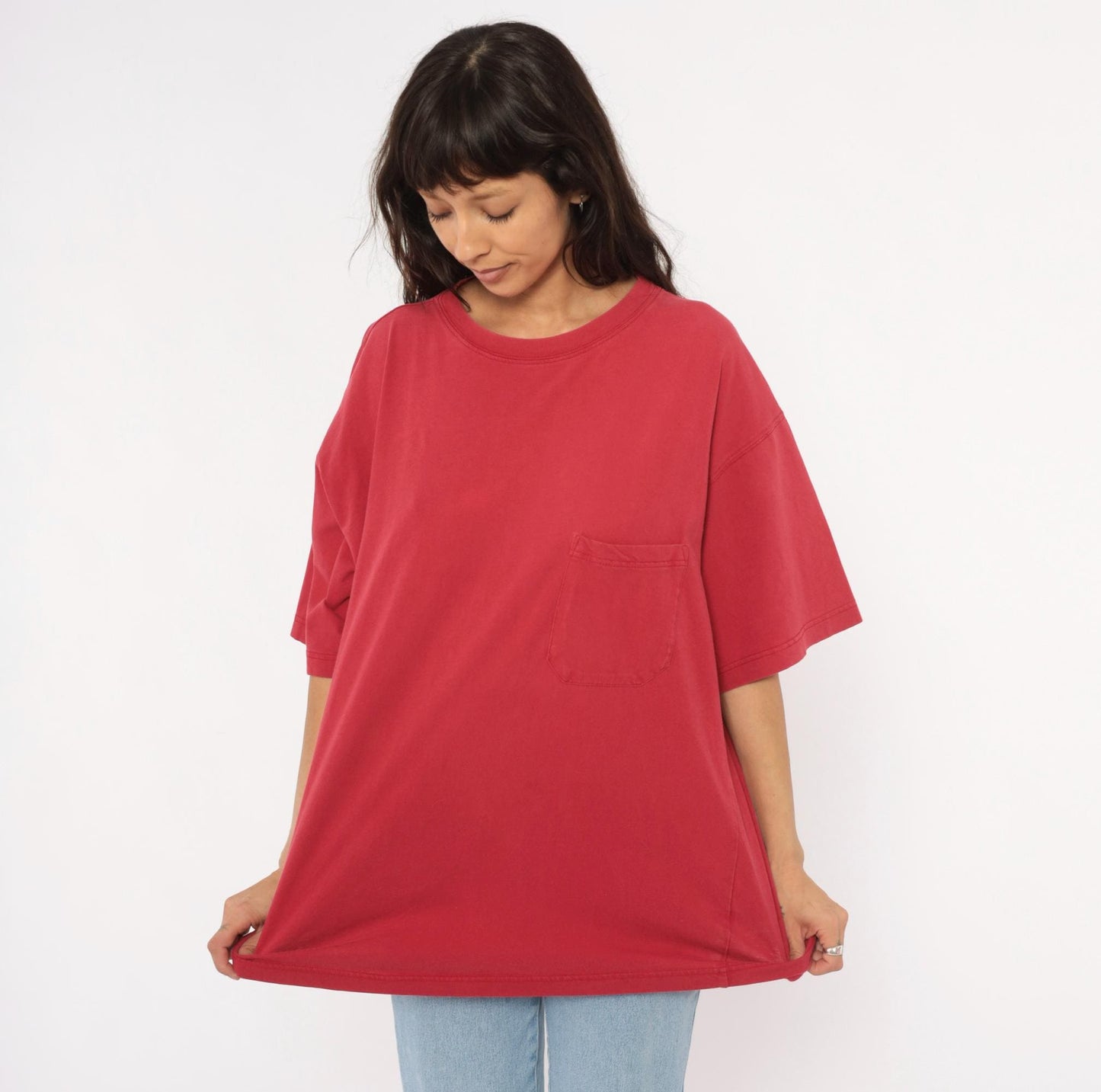 90s American Eagle Red Pocket Tee Cotton Crew Neck Large L