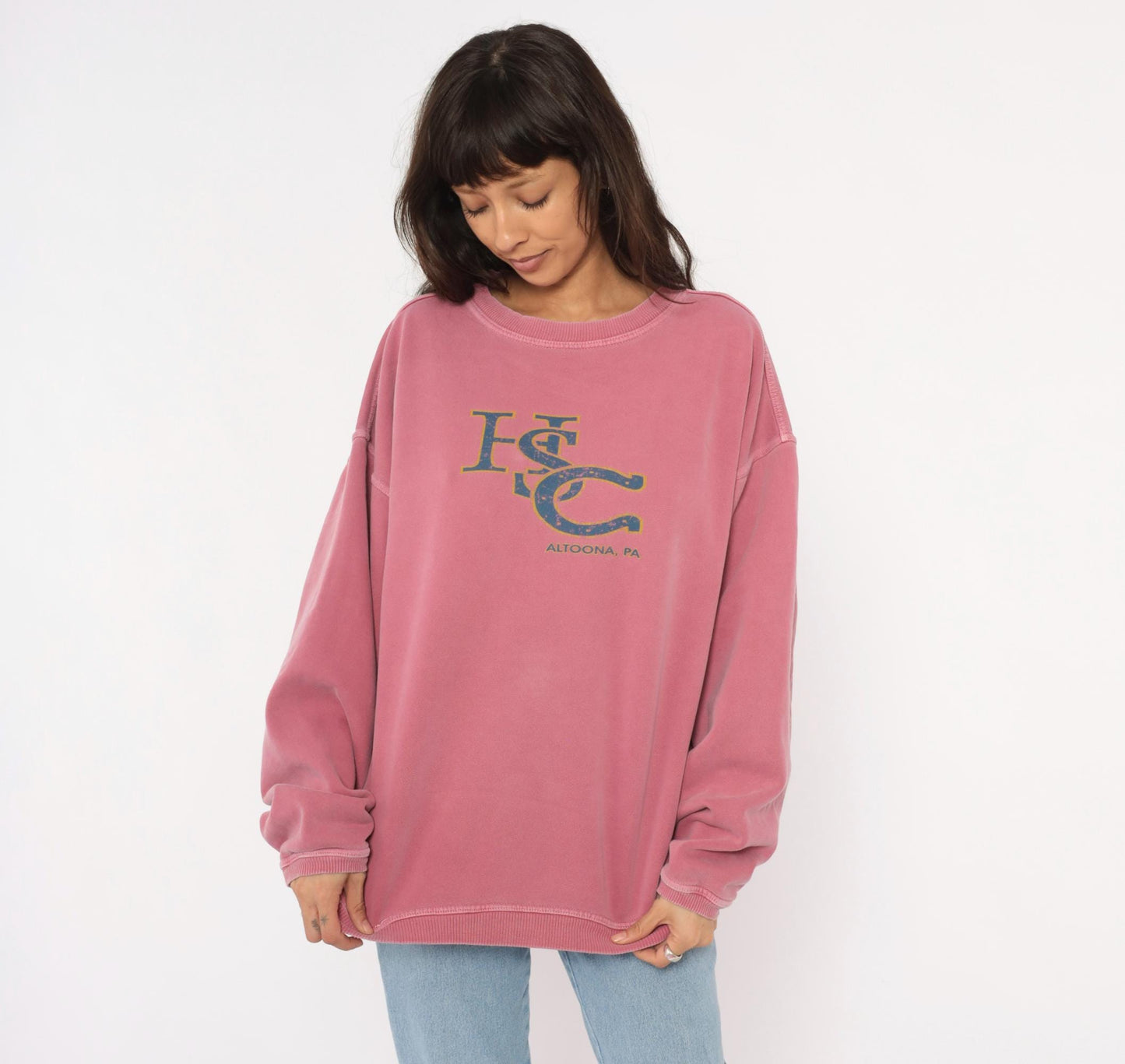 90s HSC Altoona Dusty Rose Crewneck Sweatshirt Pigment Dyed Extra Large XL