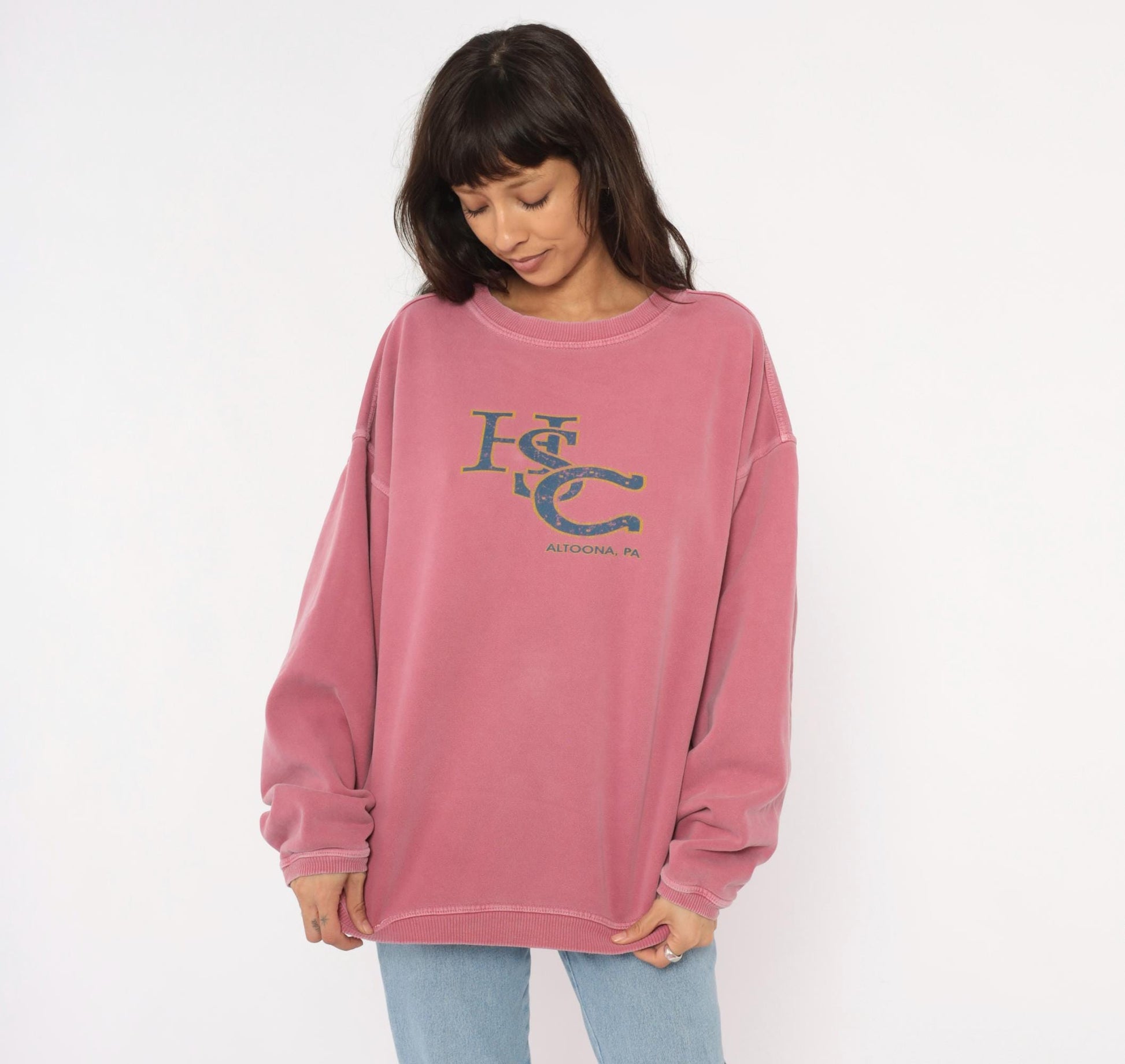 90s HSC Altoona Dusty Rose Crewneck Sweatshirt Pigment Dyed Extra Large XL