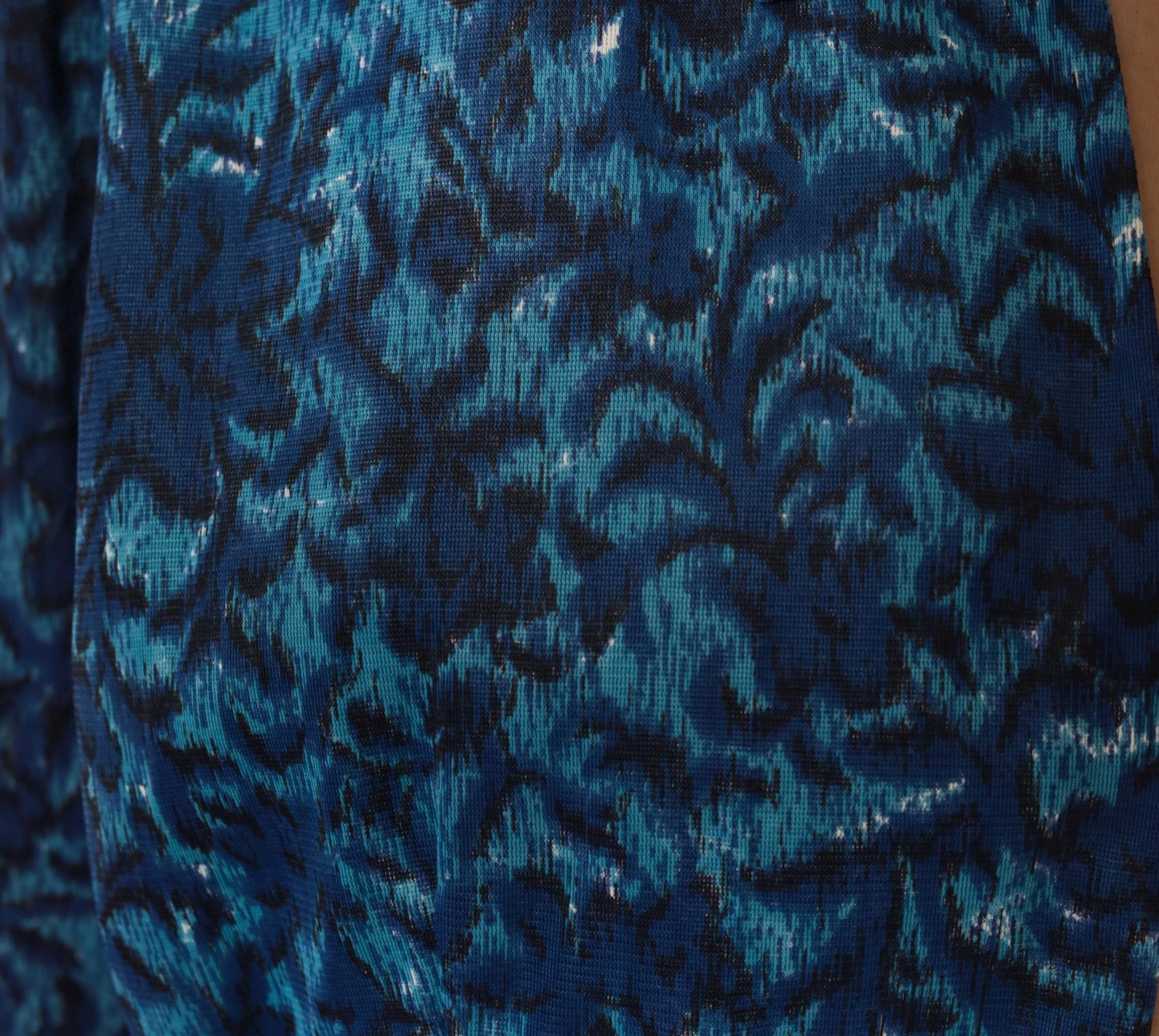 60s Cobalt Jacquard Bolero Jacket Floral Damask Three Quarter Sleeve Medium M