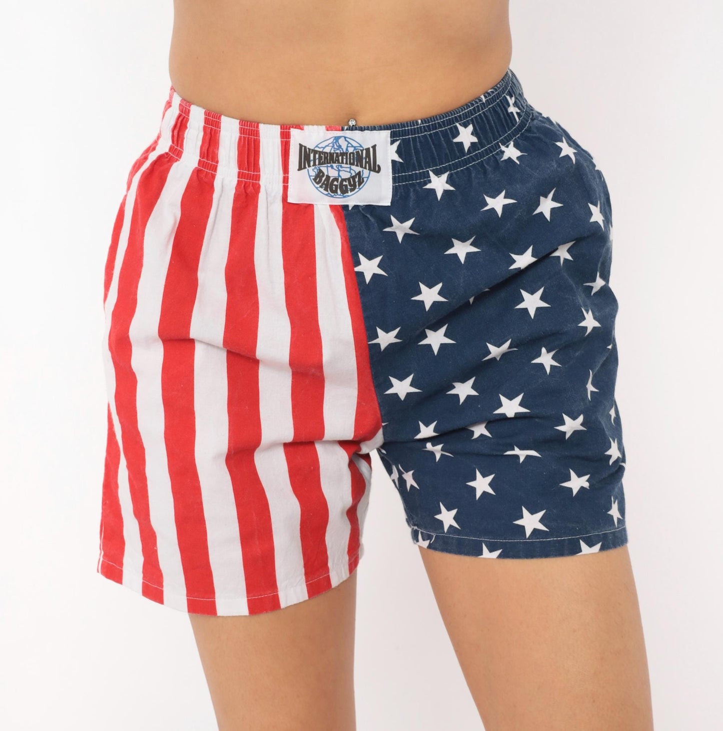 90s International Baggyz American Flag Shorts Stars Stripes Navy Small