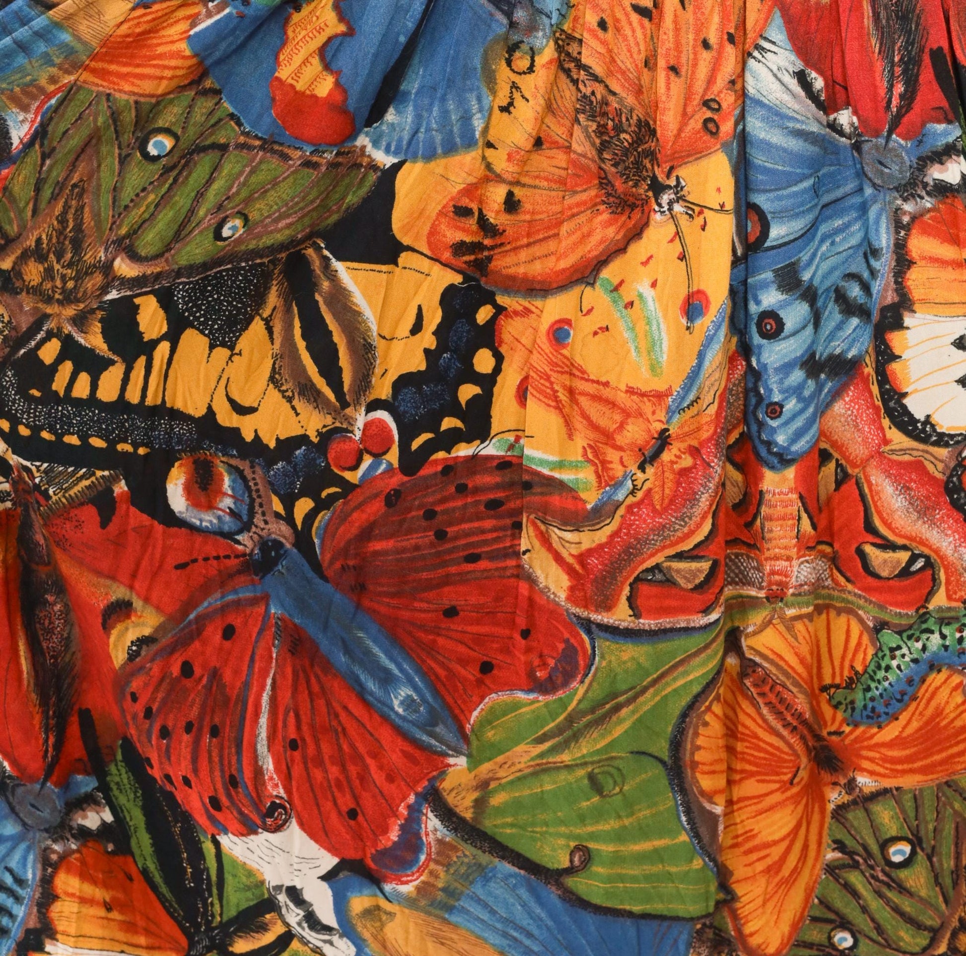 90s We Bebop Butterfly Maxi Dress Empire Waist Long Sleeve Multicolor Extra Large XXL