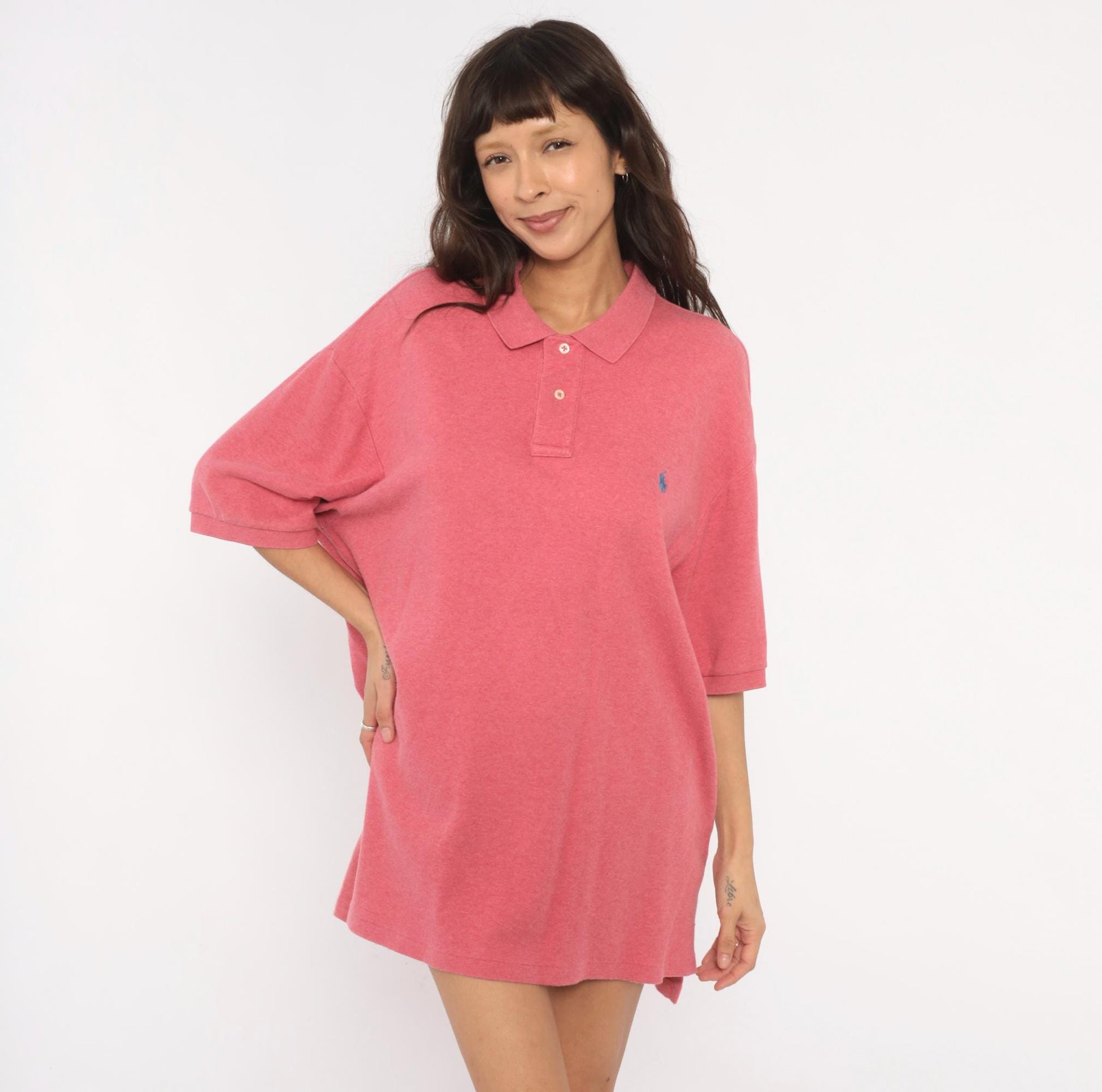 90s Polo Ralph Lauren Cotton Polo Shirt Heathered Rose Pink Extra Large XL