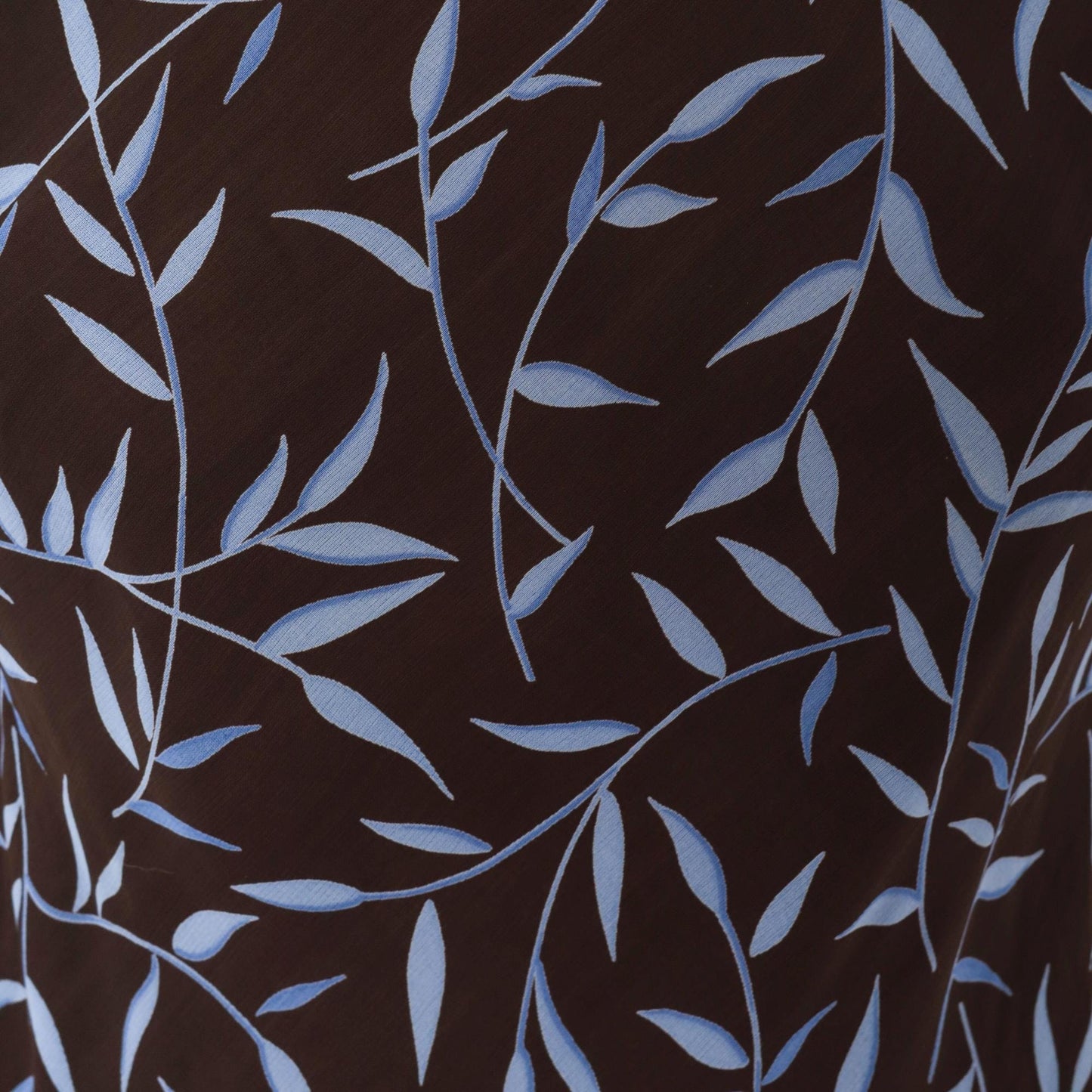 90s Carole Little Maxi Dress Brown Blue Leaf Print Scoop Neck Small S