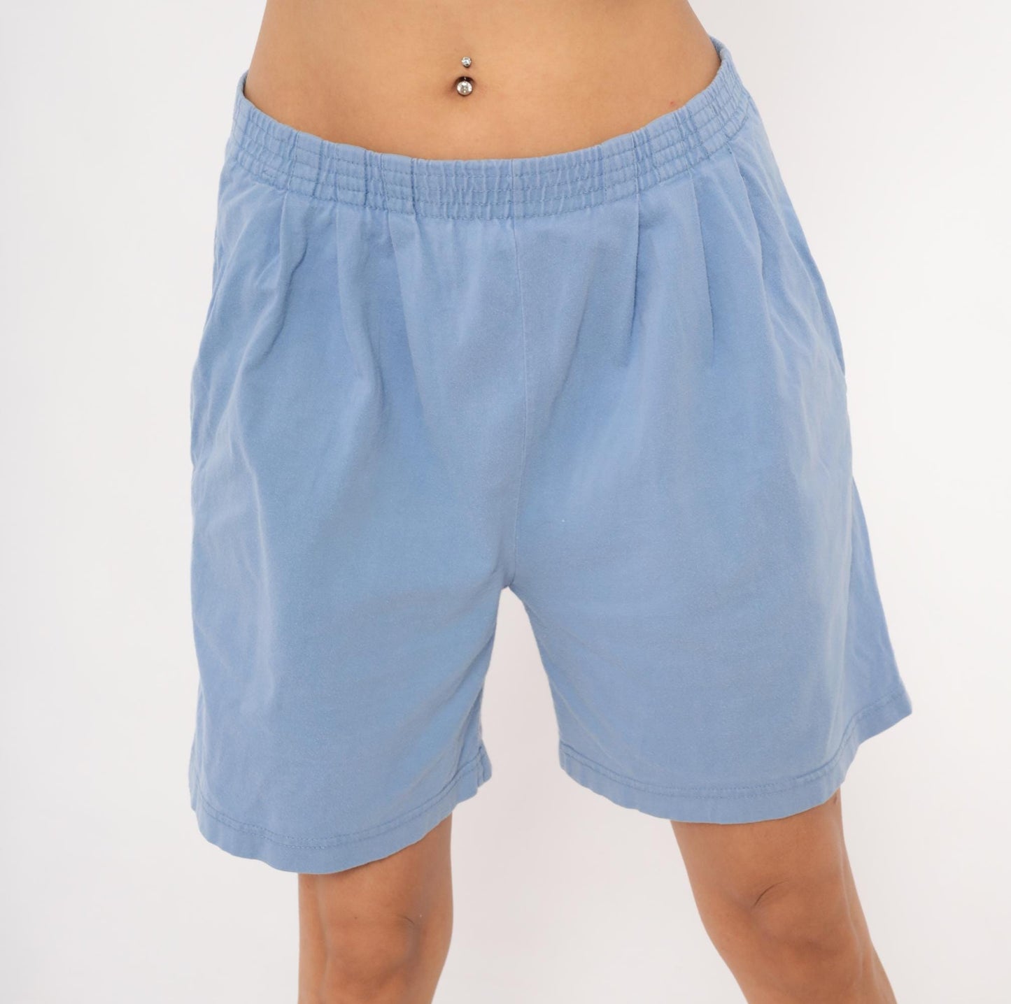 80s Lauren Brooke Pleated Bermuda Shorts Sky Blue Cotton Medium M