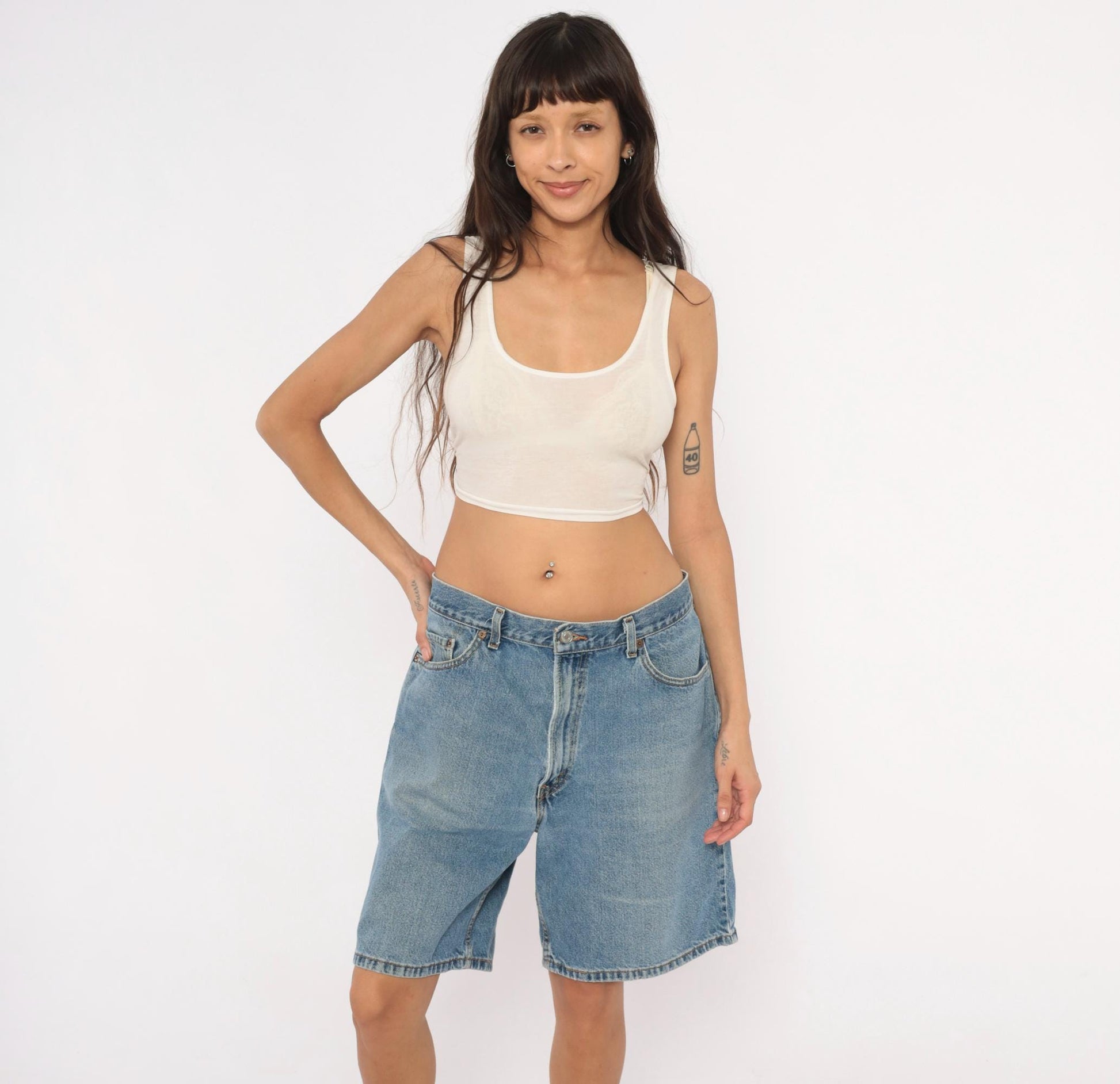 Levi's 550 Light Wash Denim Shorts Knee-Length Relaxed Fit 2000s W36