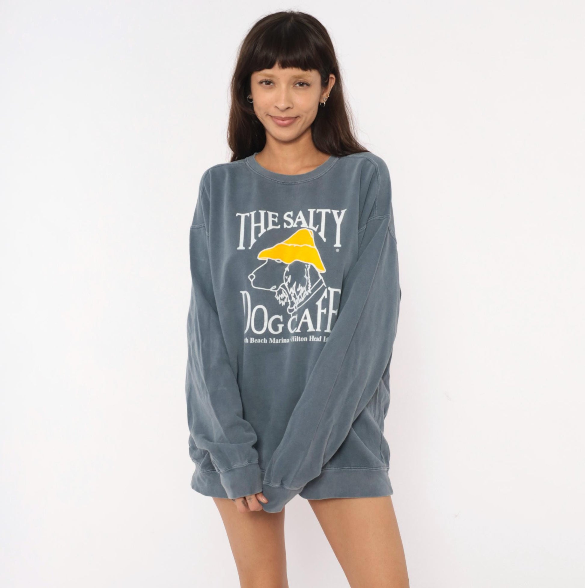 90s Salty Dog Cafe Hilton Head Island Sweatshirt Grey Cotton Graphic Dog Extra Large XL