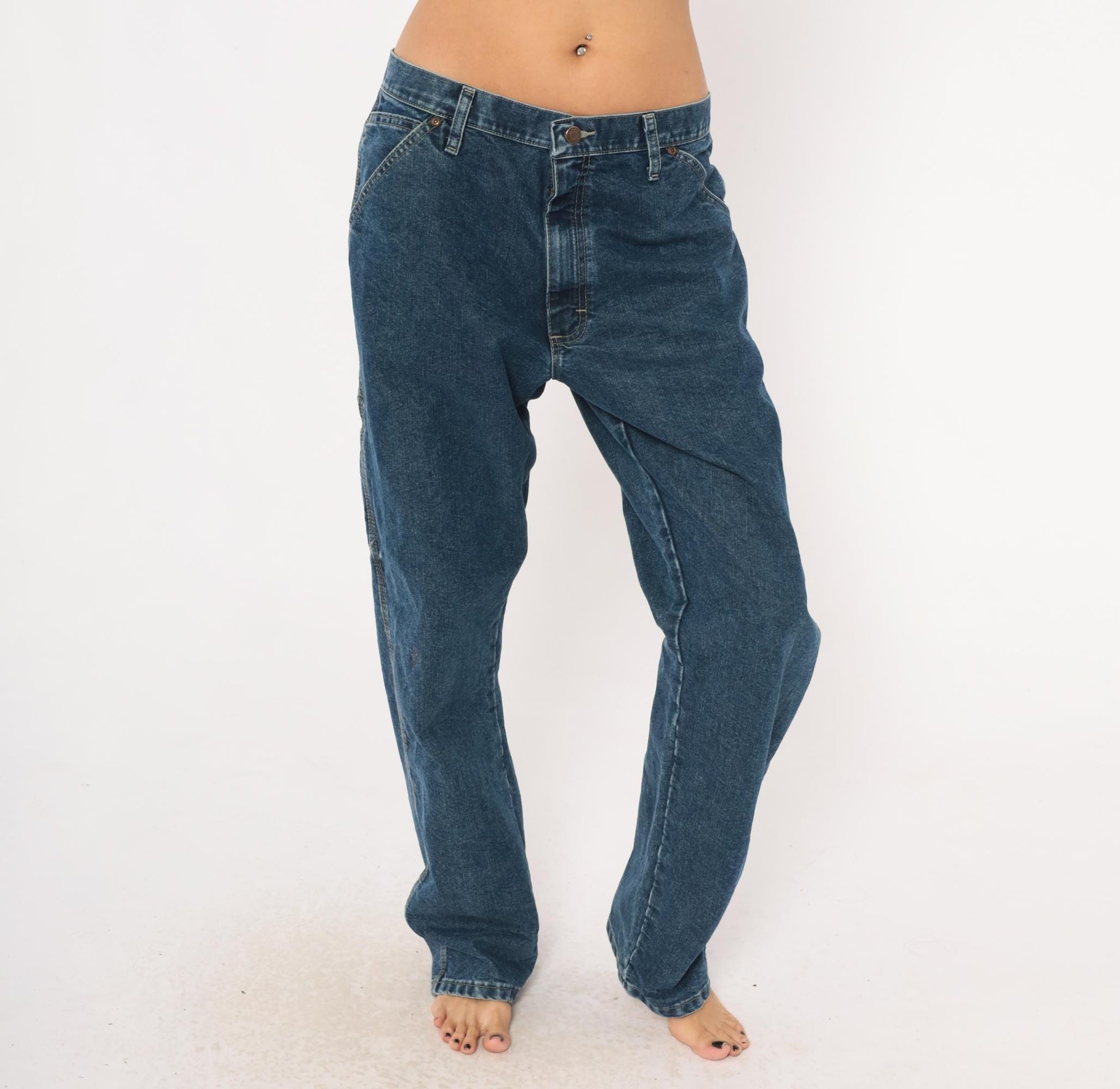 Y2K Wrangler Carpenter Jeans Navy Denim Straight Leg 34x32 Large