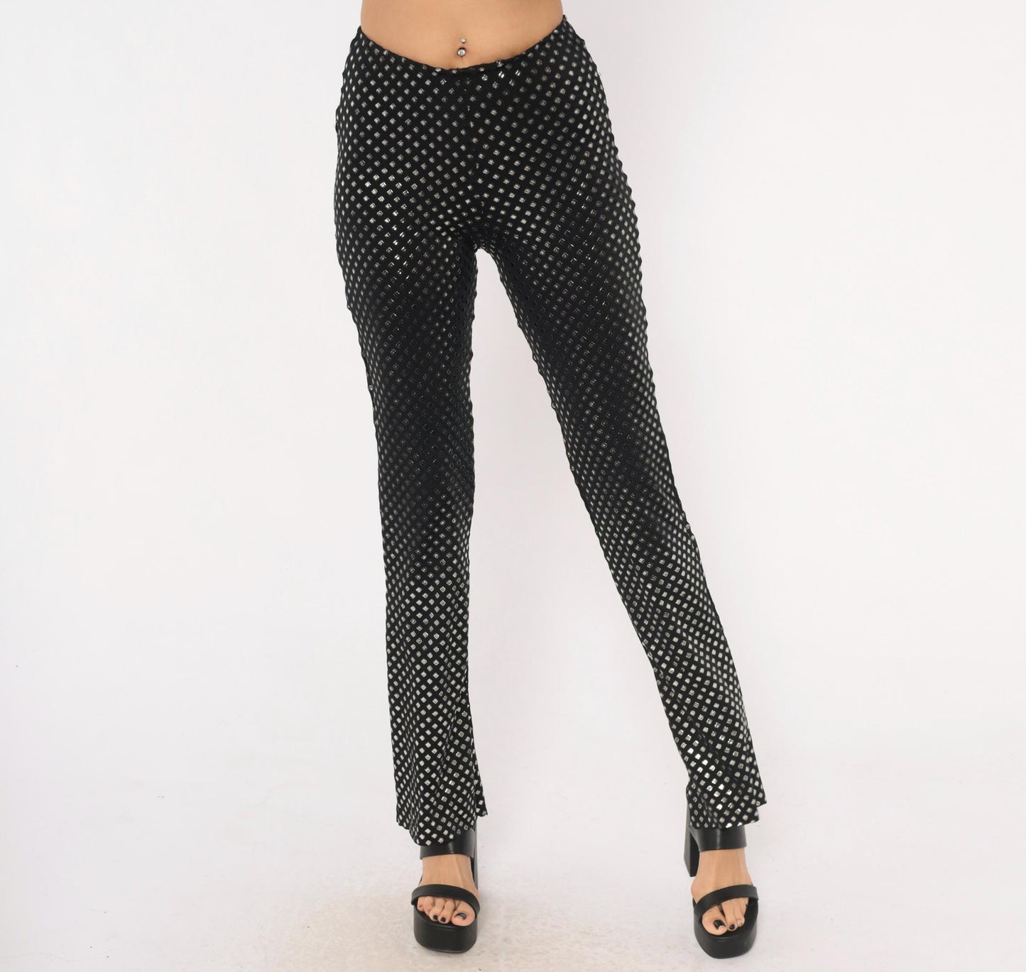 90s Je Taime Black Sequin Straight Leg Pants Low Rise Small