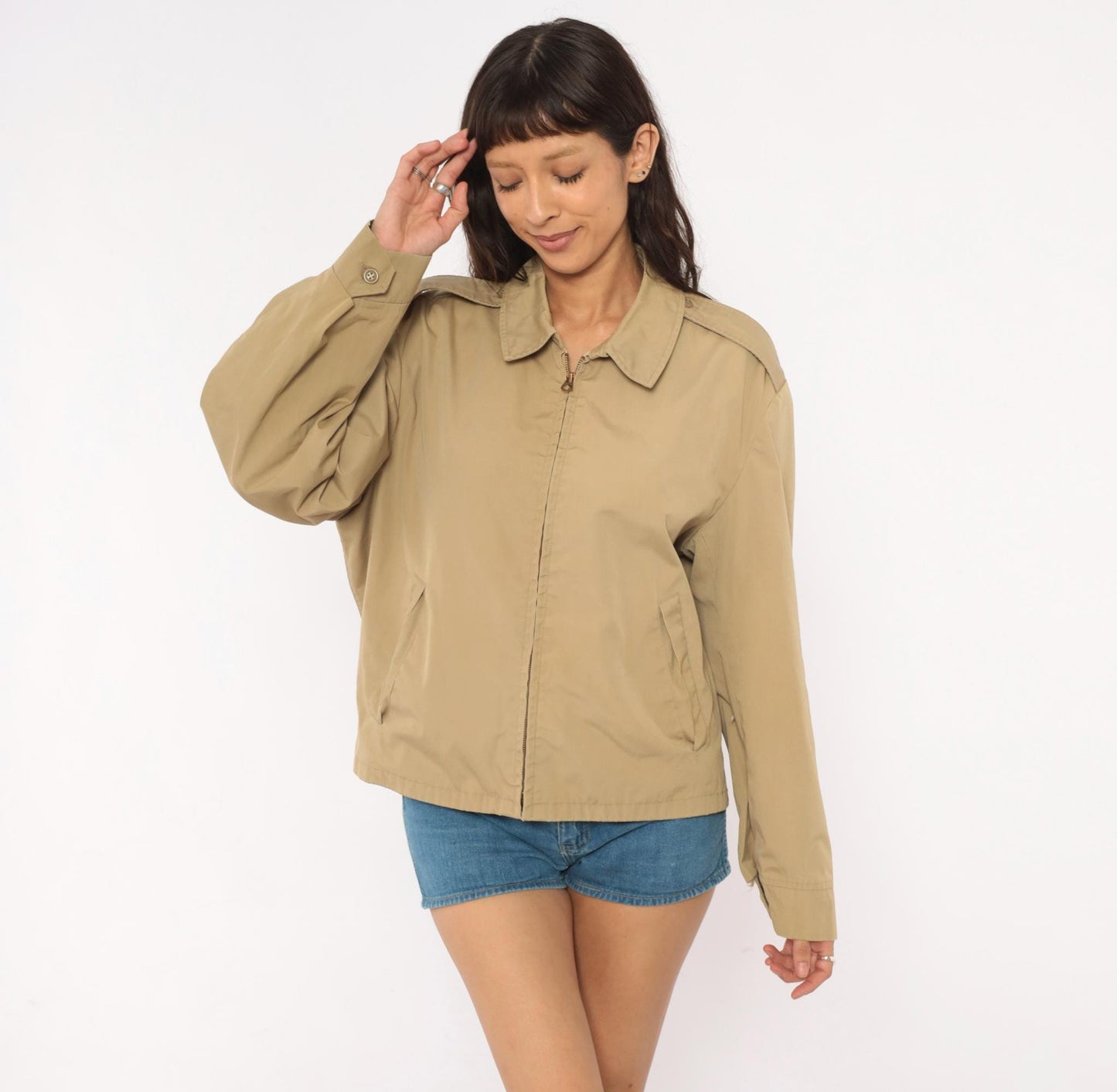 60s Ceiling Zero Blauer Harrington Jacket Tan Windbreaker Epaulette Extra Large