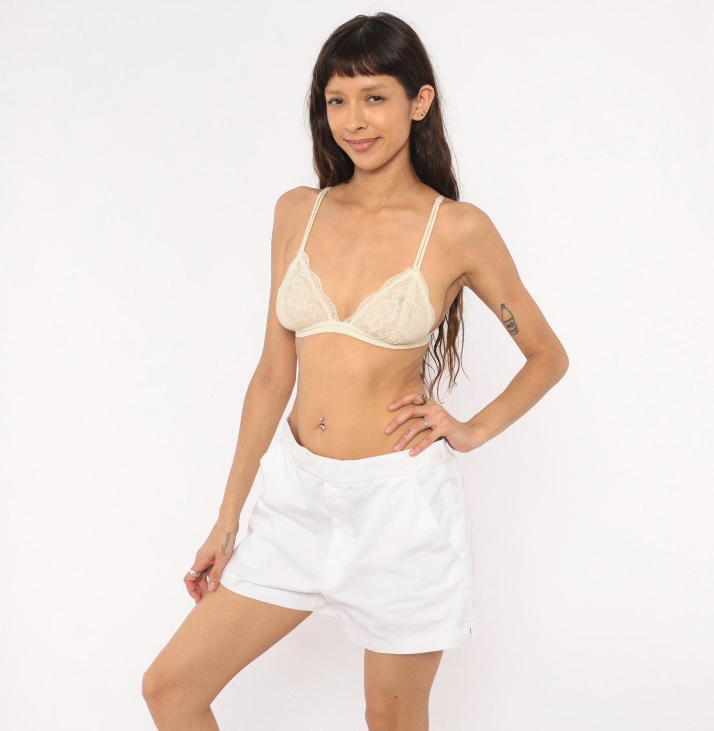 80s Herman's White Tennis Shorts Low Rise Cotton Blend Medium