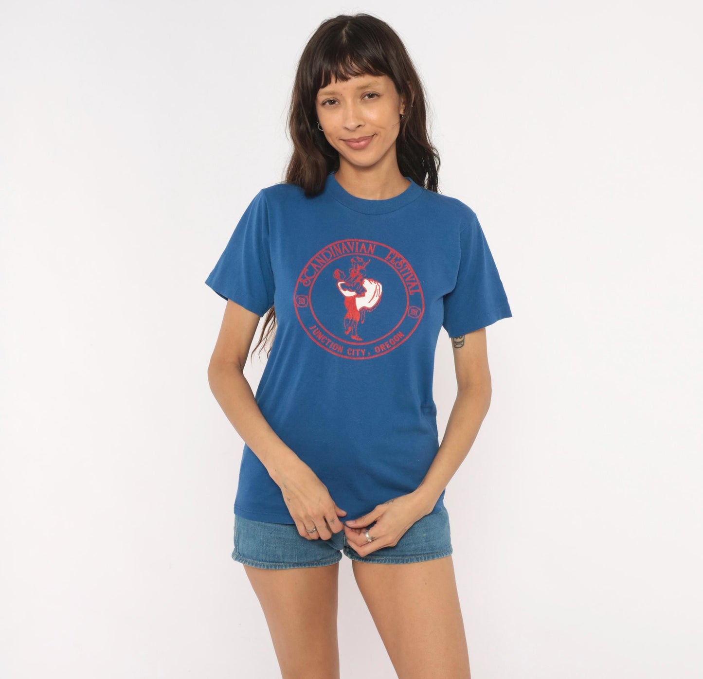 80s Scandinavian Festival Junction City Oregon Graphic Tee Blue Small