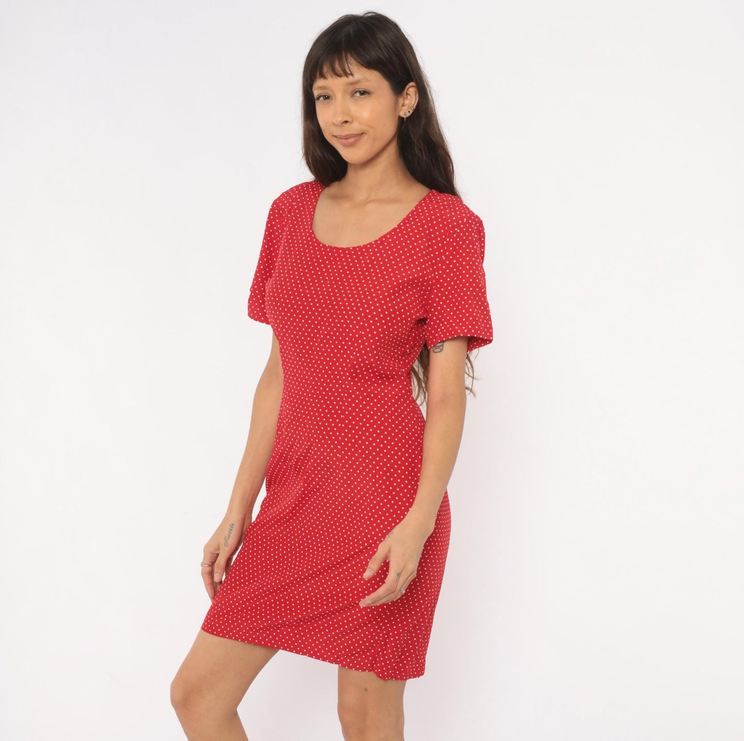 90s My Michelle Red White Polka Dot Mini Dress Short Sleeve Medium M