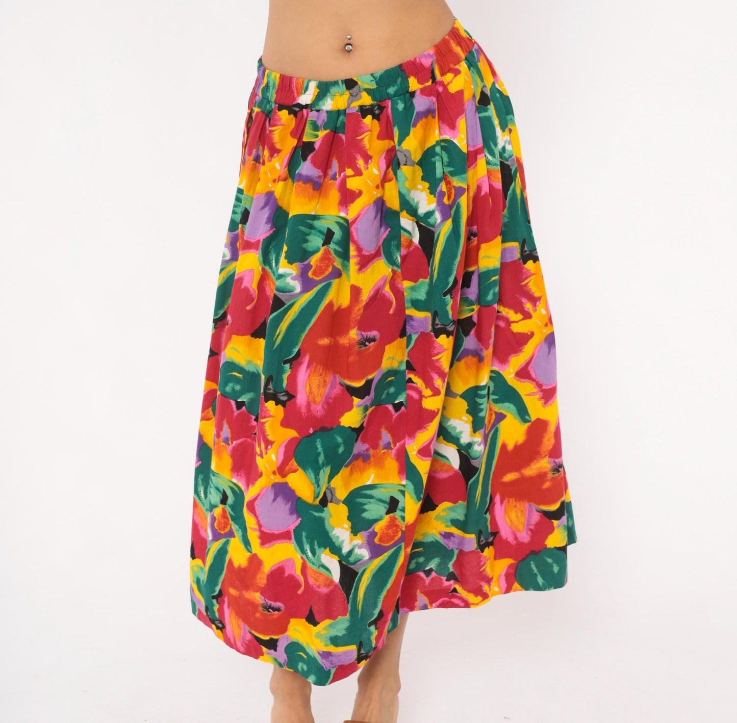 90s Success Dress Watercolor Floral Midi Skirt Multicolor Black Medium