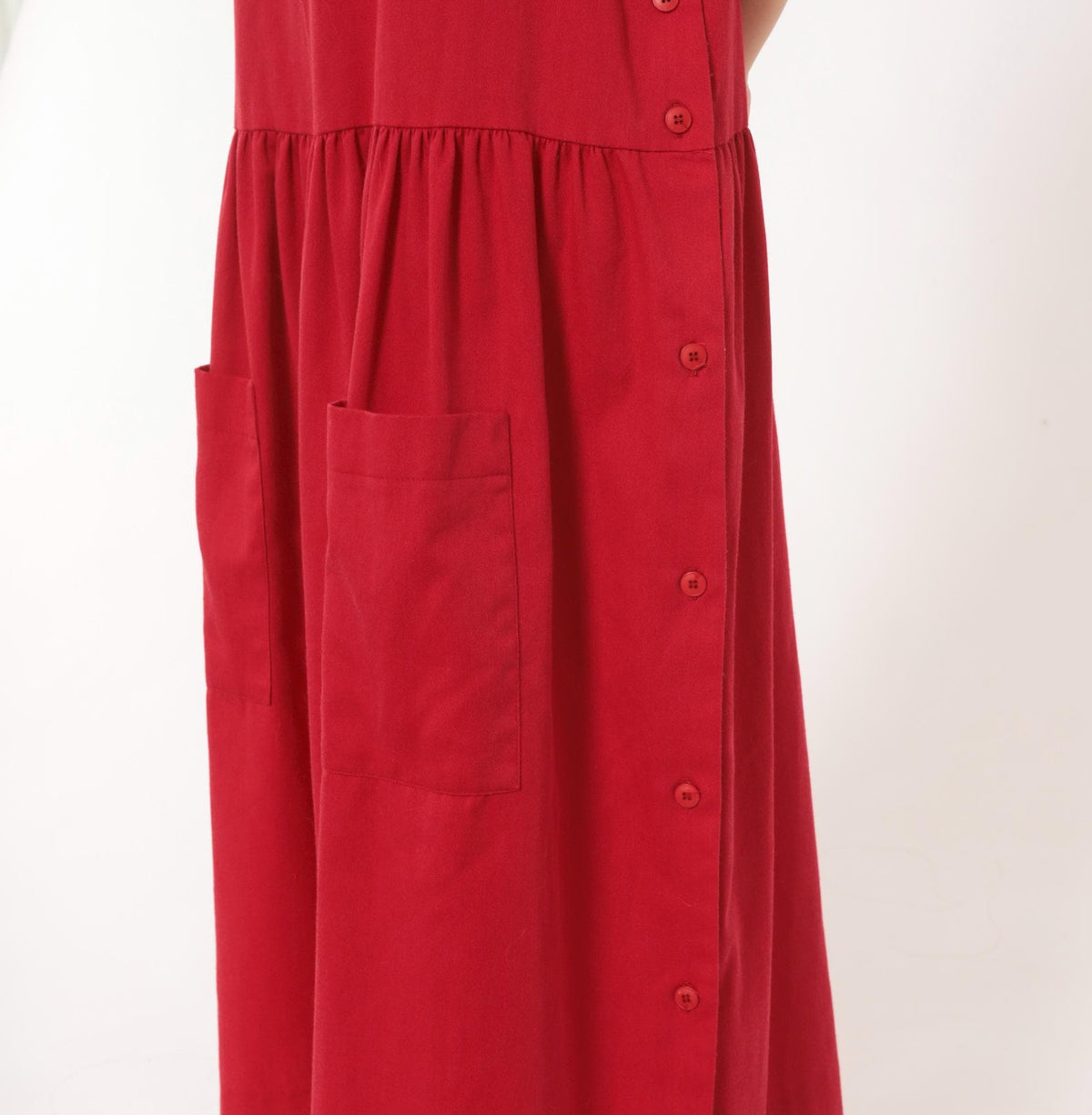 90s Carmel Crimson Red Maxi Dress Drop Waist Sleeveless Scoop Neck Large L