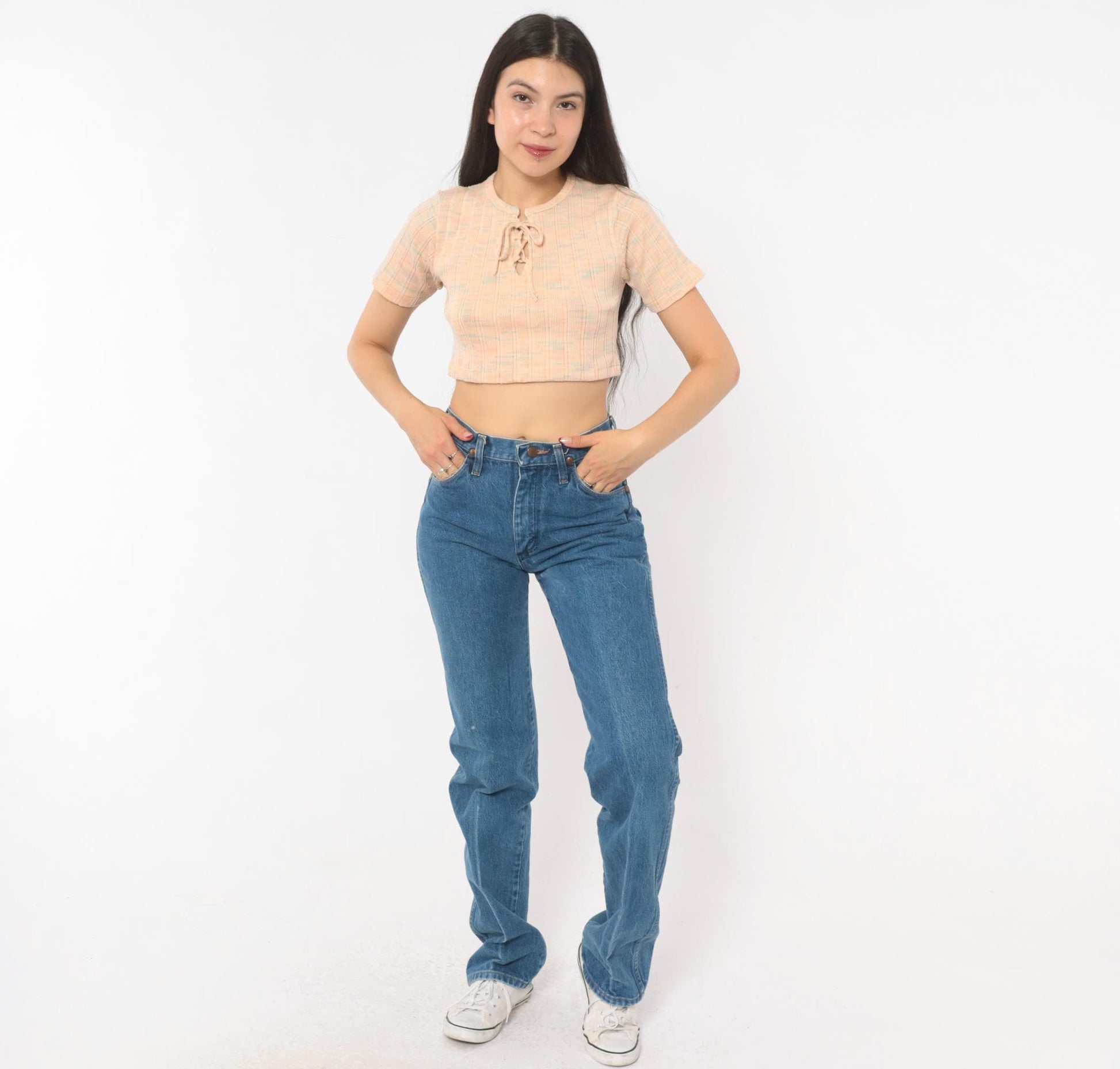 90s Wrangler High Waisted Straight Leg Jeans Medium Wash Blue Denim Extra Small XS