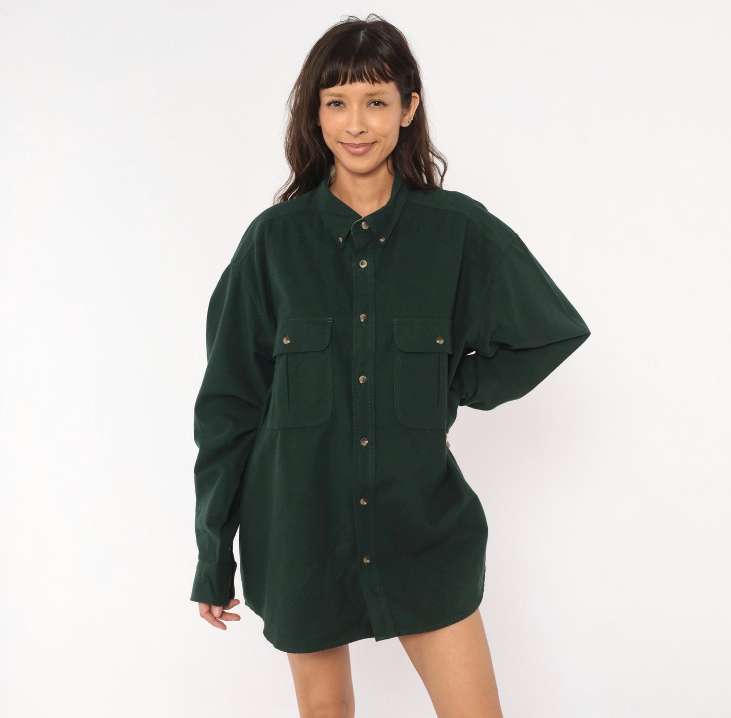 Y2K Cabelas Forest Green Chamois Cotton Button Down Shirt Extra Large XL