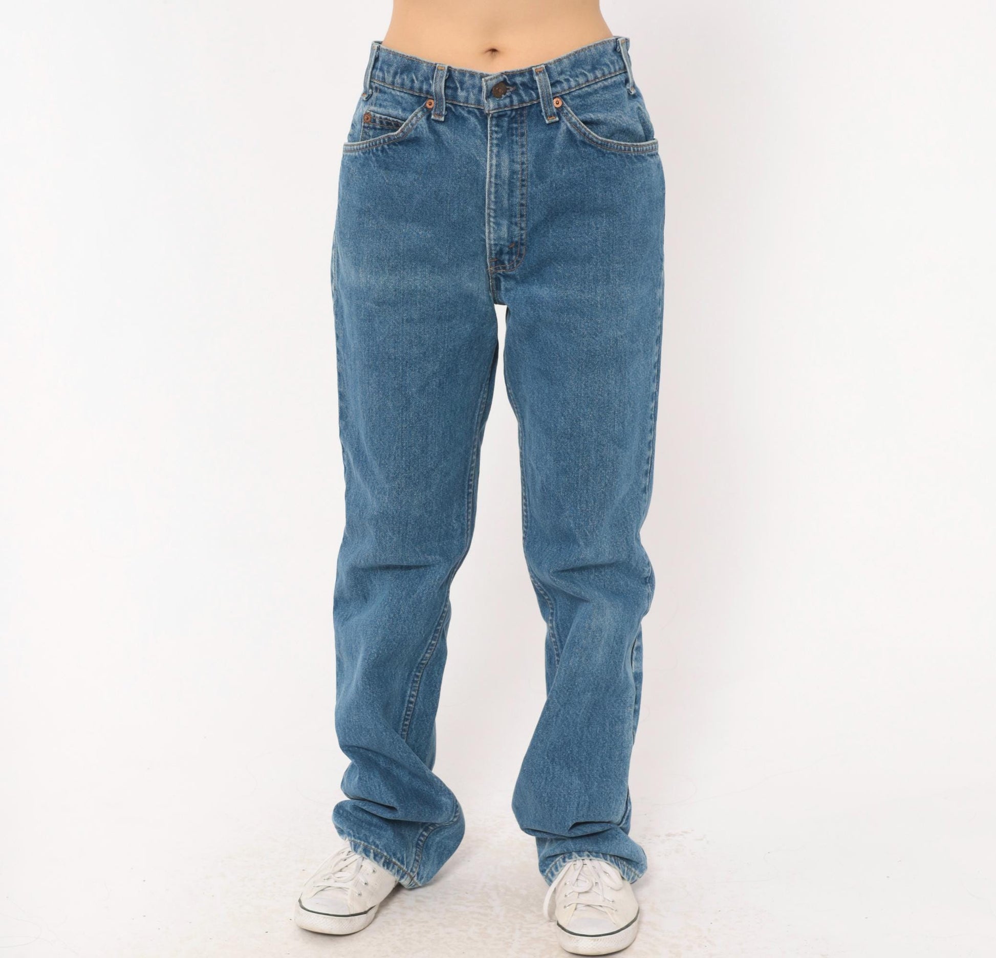 90s Levi's 517 Bootcut Jeans High Rise Medium Blue Denim Large 34