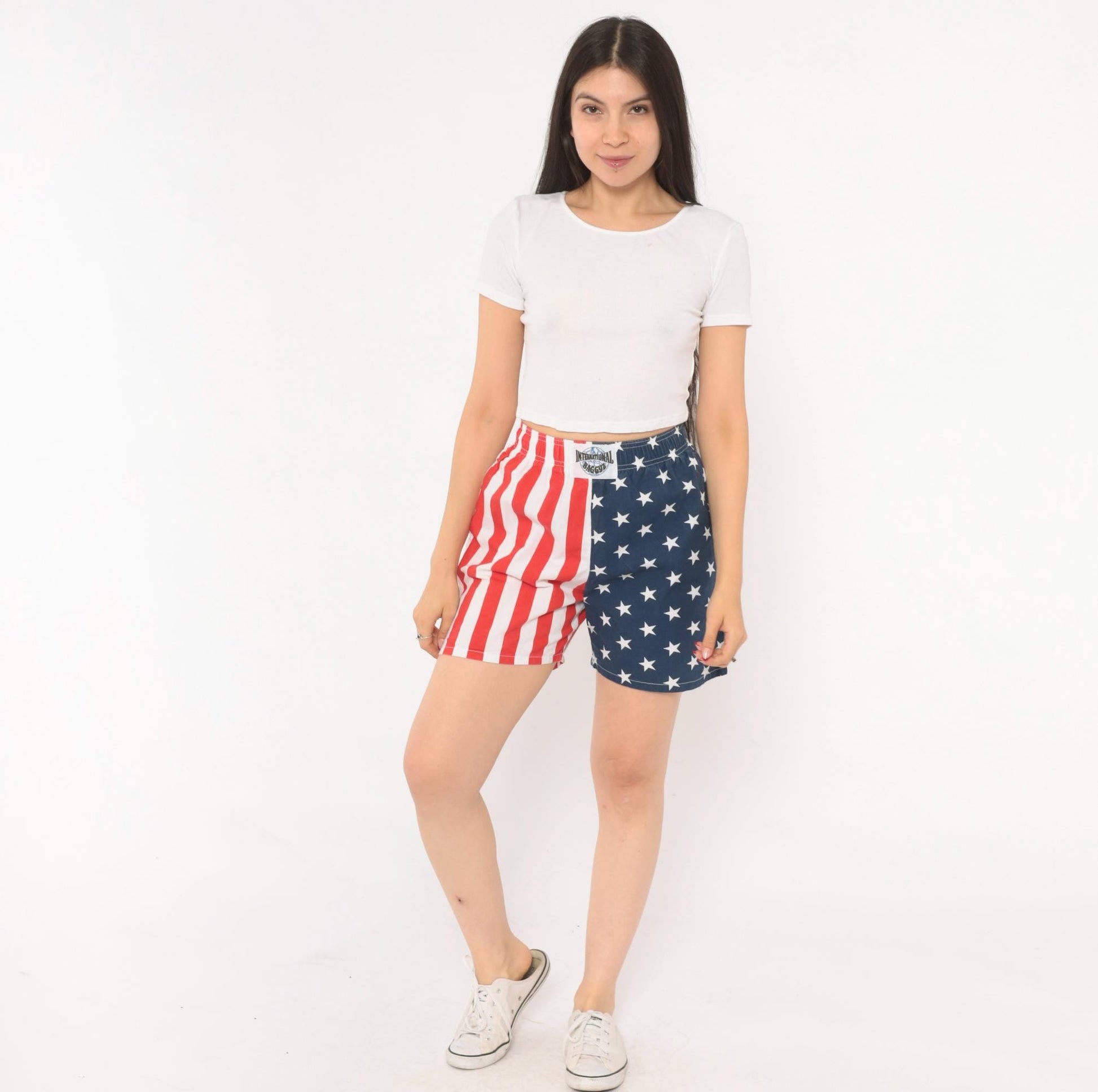 90s International Baggyz American Flag Shorts Cotton Small