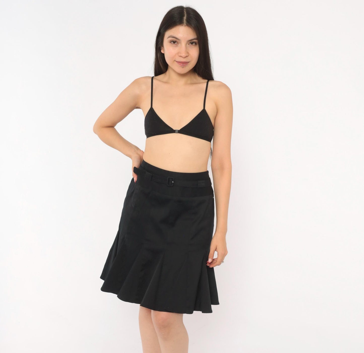 Y2K Pendleton Black Cotton Tulip Skirt Drop Waist Flounce Medium M