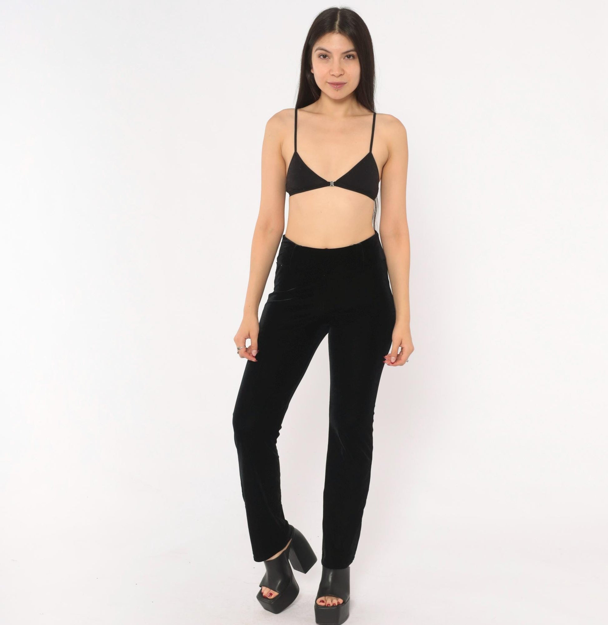 Daang Goodman Tripp NYC 90s Black Velvet Pants Slim Straight Small S