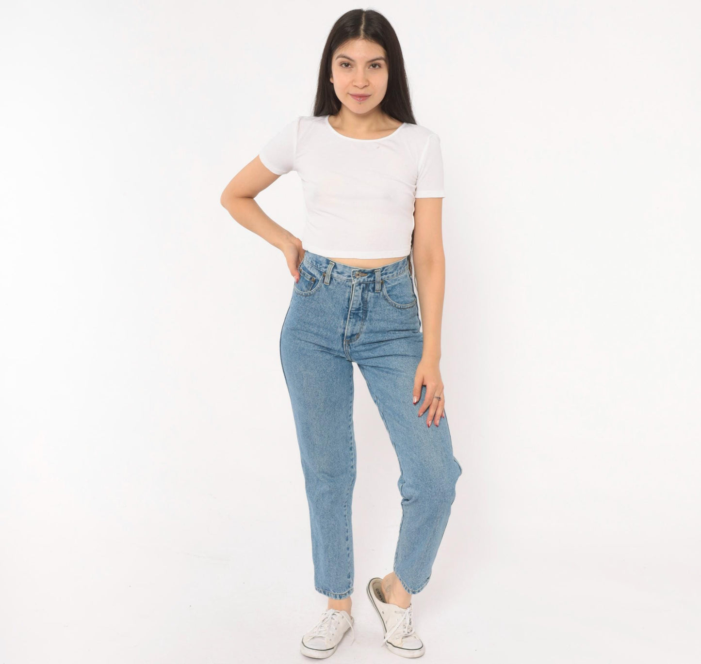 90s Guess Mom Jeans High Waisted Tapered Light Wash Denim XXS