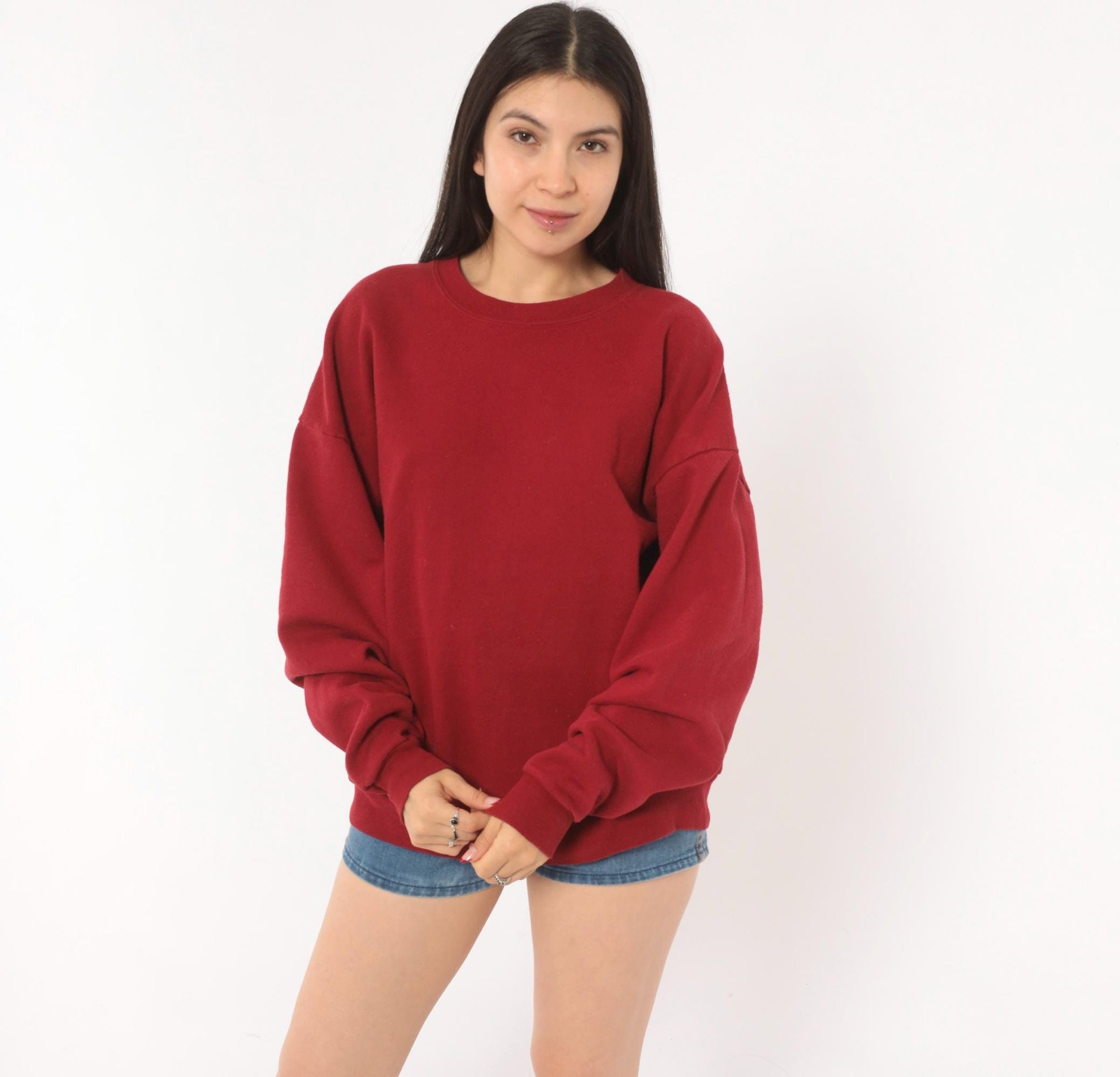 90s Jerzees Burgundy Crewneck Sweatshirt Cotton Blend Extra Large XL