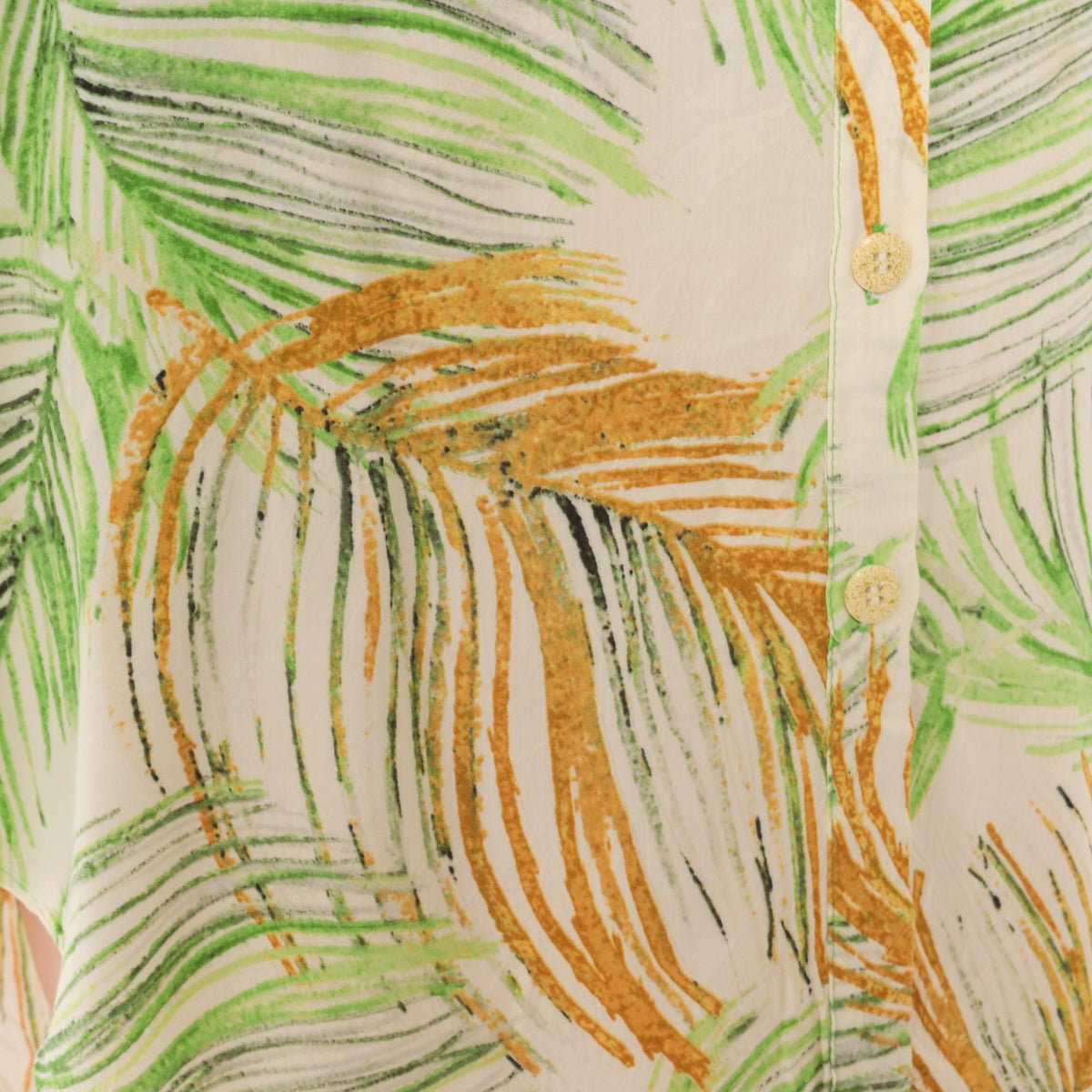 2000s Jams World Palm Leaf Hawaiian Shirt Green Rayon Camp Collar Extra Large XL