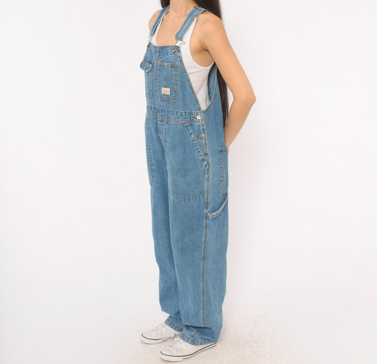 90s Unionbay Denim Overalls Medium Blue Cargo Bib Dungarees